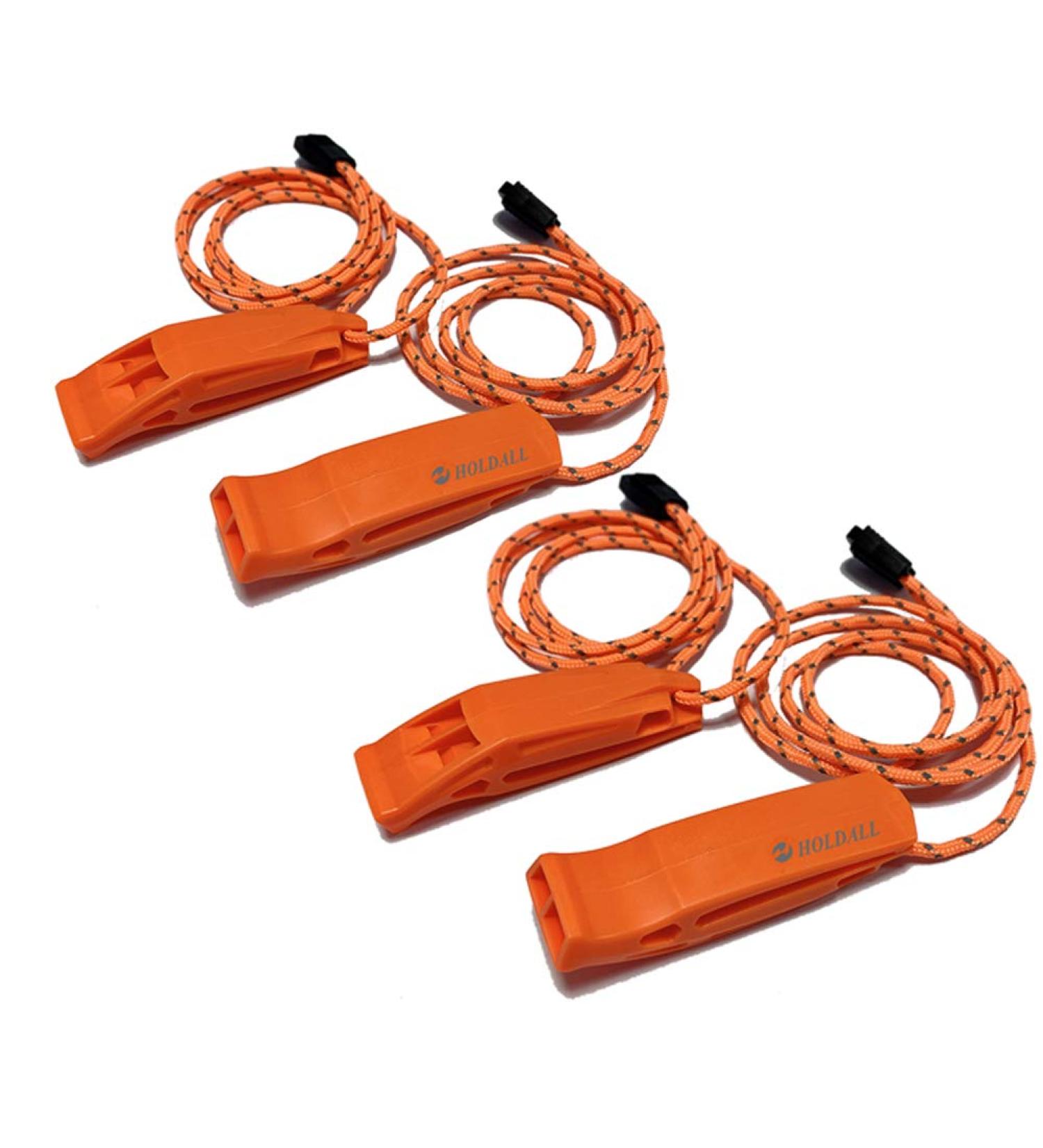 Holdall Emergency Pipe with Handle & Safety Whistle - 4-Pack for Outdoor Camping Survival Kayaking & Boating - Bright Orange - Buy Online on GoSupps.com