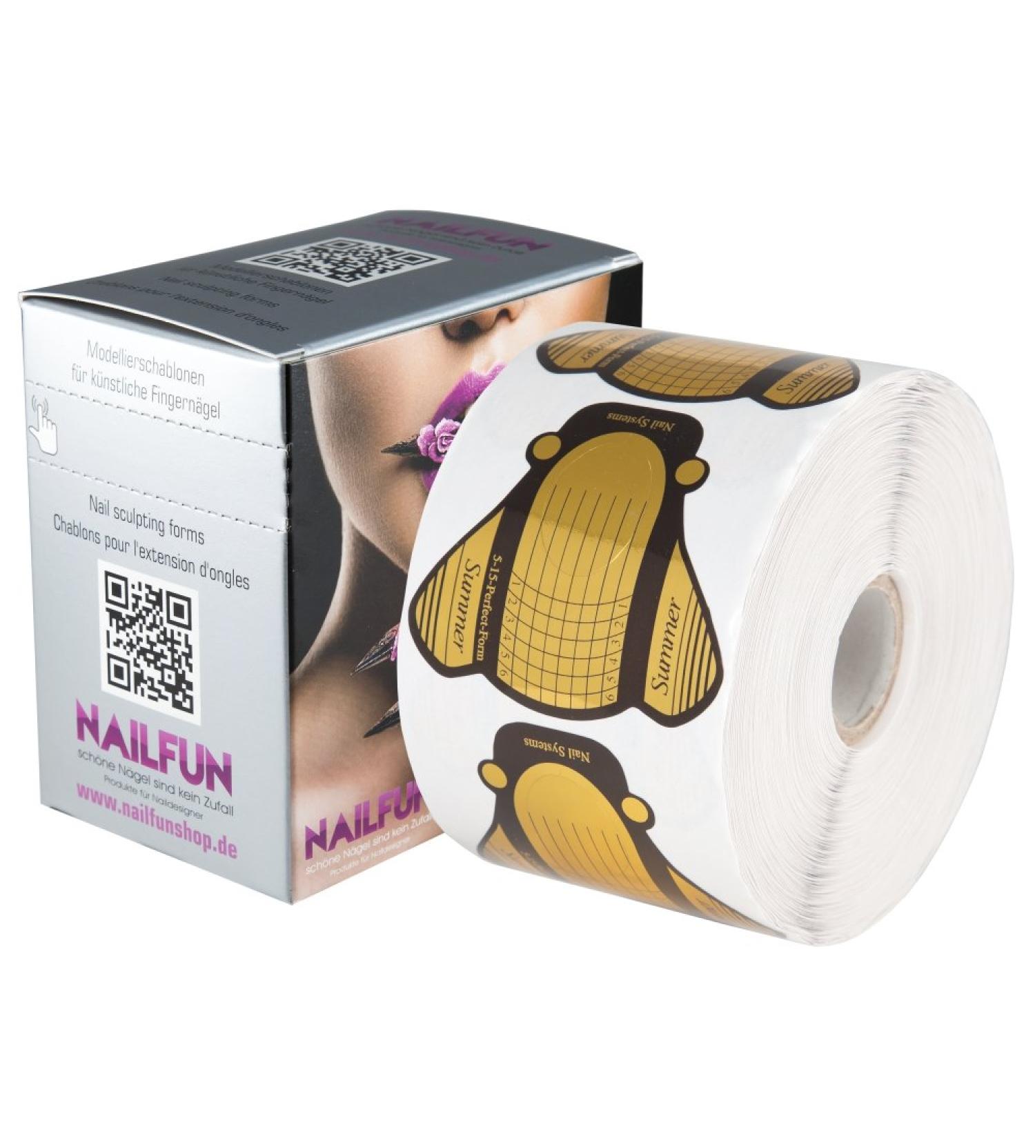 Nailfun nail stencils 500 pieces self-adhesive nail art gel modelling stencils Butterfly Gold extra wide + box