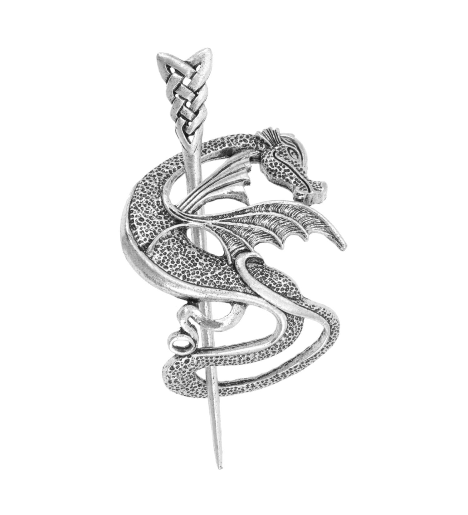 Beavorty Vintage Viking Hairpins viking hair clip hair stick Thru Hair Barrette with Stick antique style knot hair pin hair slide with stick Miss alloy Victoria European and American 9x6cm Silver - Buy Online on GoSupps.com