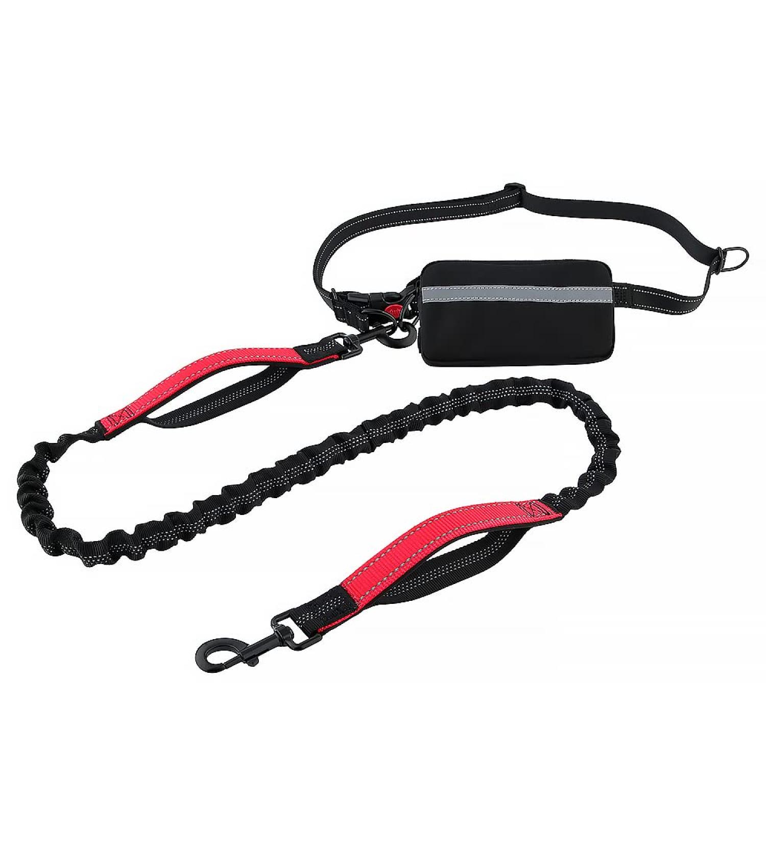 Plutus Pet Hands Free Dog Lead | Dual Handle Retractable Bungee Lead | Reflective Stitches | Adjustable Waist Lead for Medium Large Dogs - Red - Buy Online on GoSupps.com
