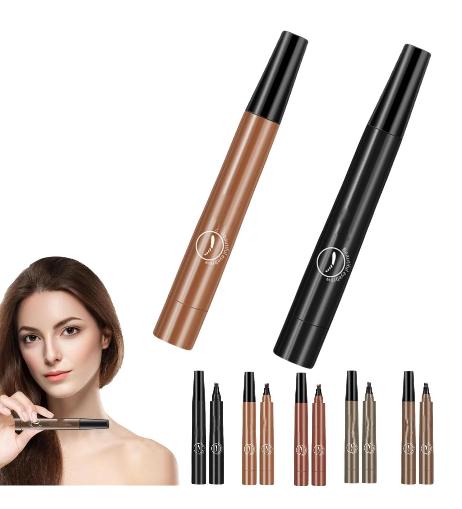 Cohbskj Glowly Secret Eyebrow Pen Unique Quad Eyebrow Pencil Quad Forked Liquid Eyebrow Pencil Long-Lasting Waterproof Microblading Eyebrow Pen (2PCS-E) - Buy Online on GoSupps.com