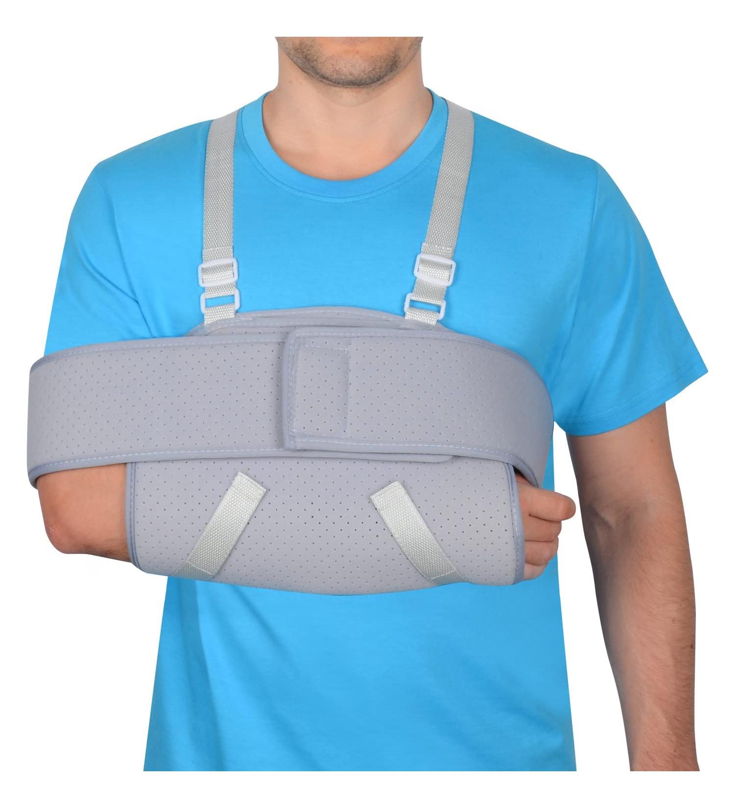 Supegear Adjustable Arm Loop Shoulder Brace - Comfortable Support for Rotator Cuff Broken Wrist & Elbow - Unisex Gray - Buy Online on GoSupps.com