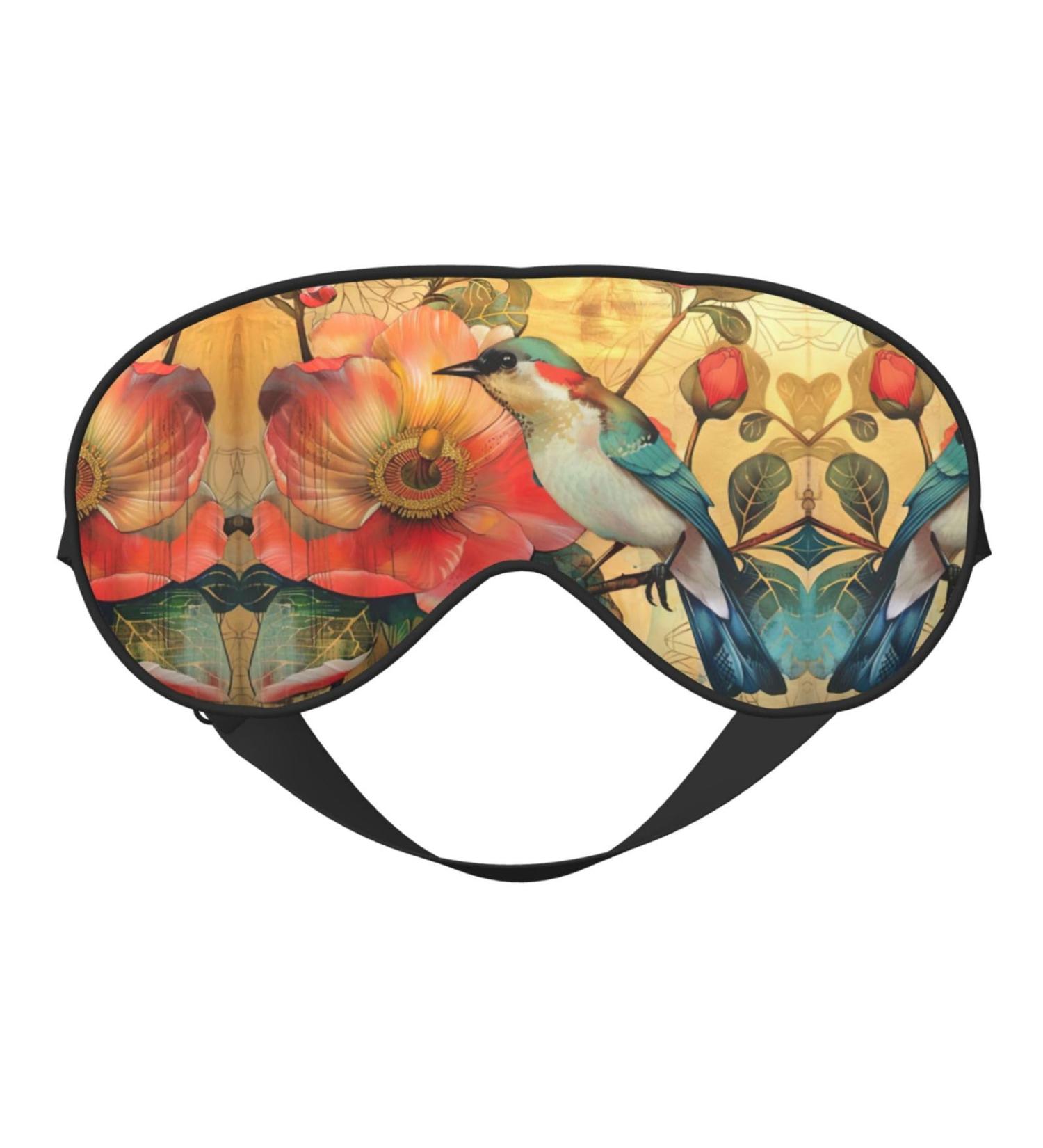 SSIMOO Flower and Bird Soft Sleep Eye Mask | Breathable Travel Eye Patch for Women | Perfect for Relaxation & Comfort - Buy Online on GoSupps.com