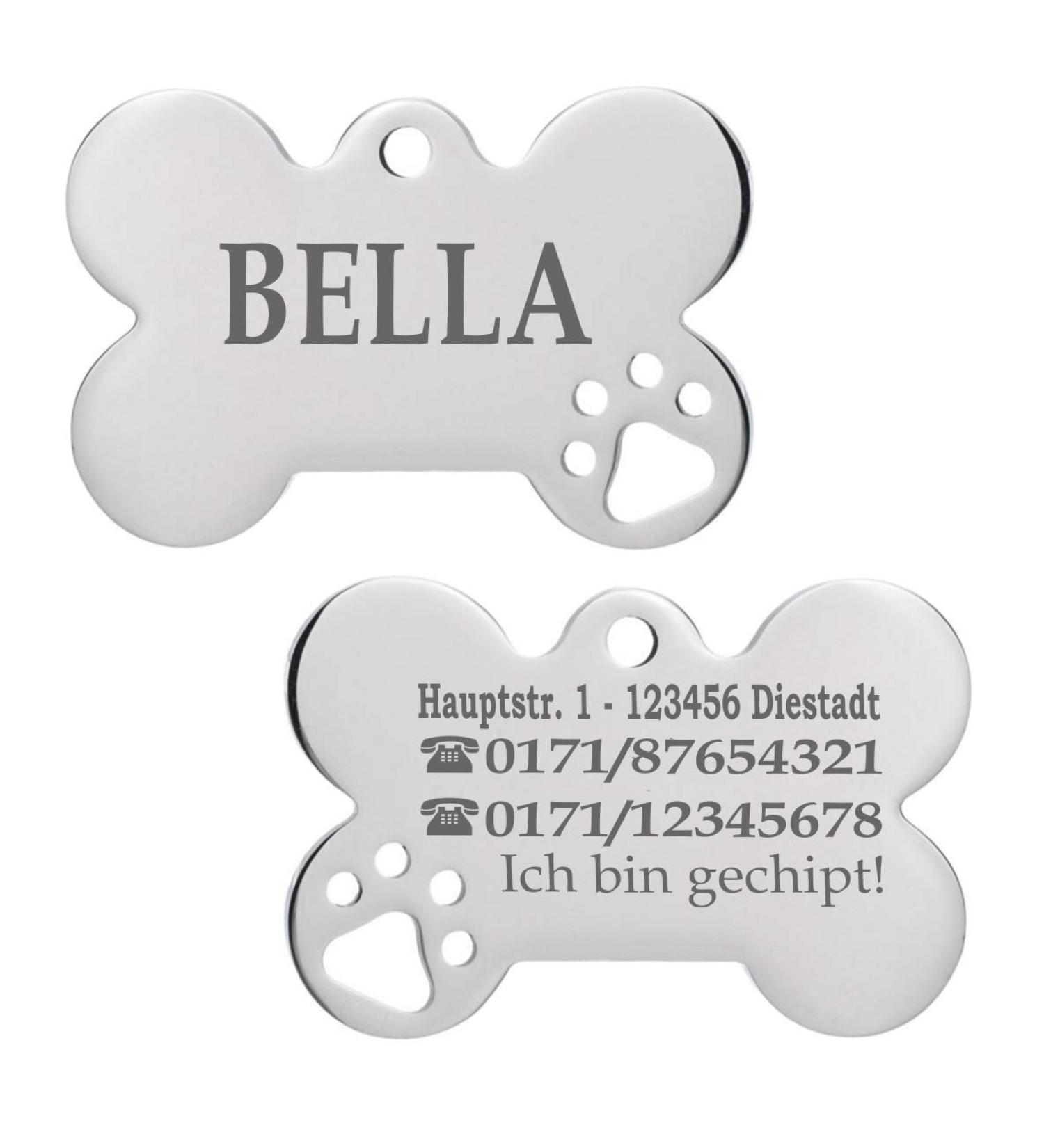 Ibera Gifts - Personalized Bone-Shaped Pendants for Medium to Large Dogs & Cats | Custom Engraved Pet Collars & Tags | Durable Silver Paw Design - Buy Online on GoSupps.com
