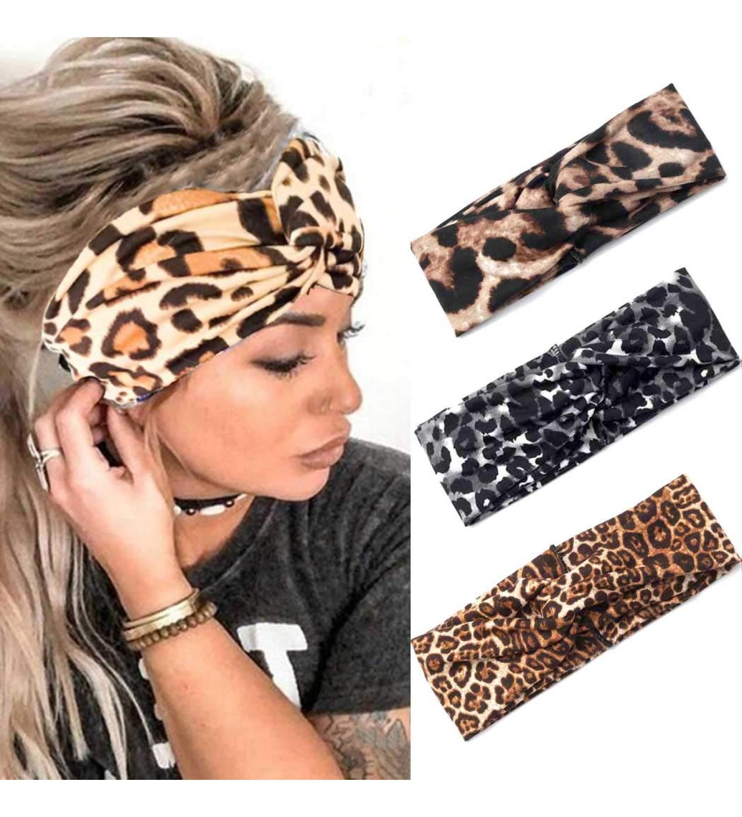 Fashband Boho Leopard Print Headbands - Pack of 3 | Elastic Stretchy Hair Bands for Women and Girls - Buy Online on GoSupps.com