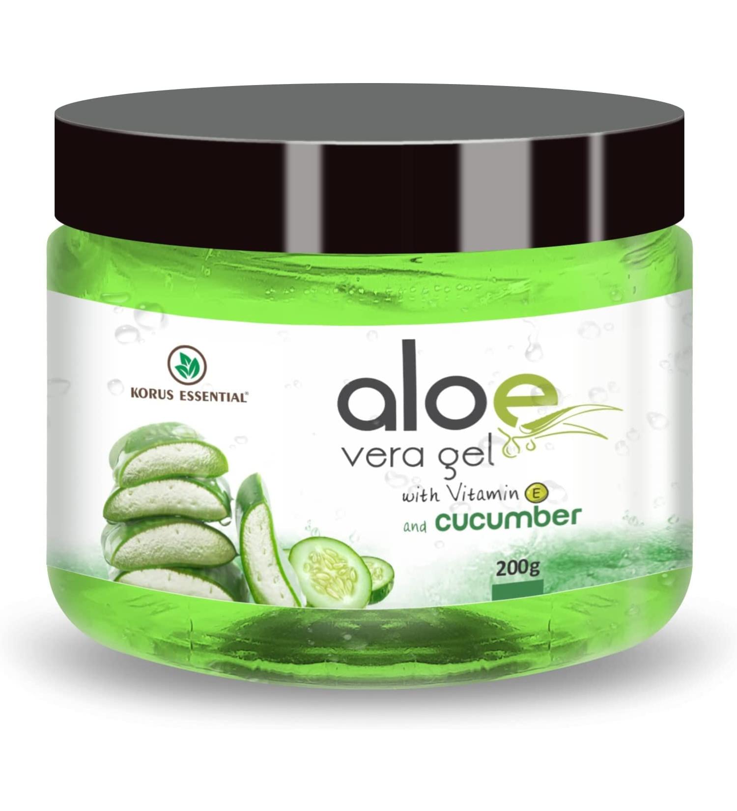 Pure Aloe Vera Gel with Cucumber and Vitamin E | For Skin and Hair 200g Pack - Buy Online on GoSupps.com