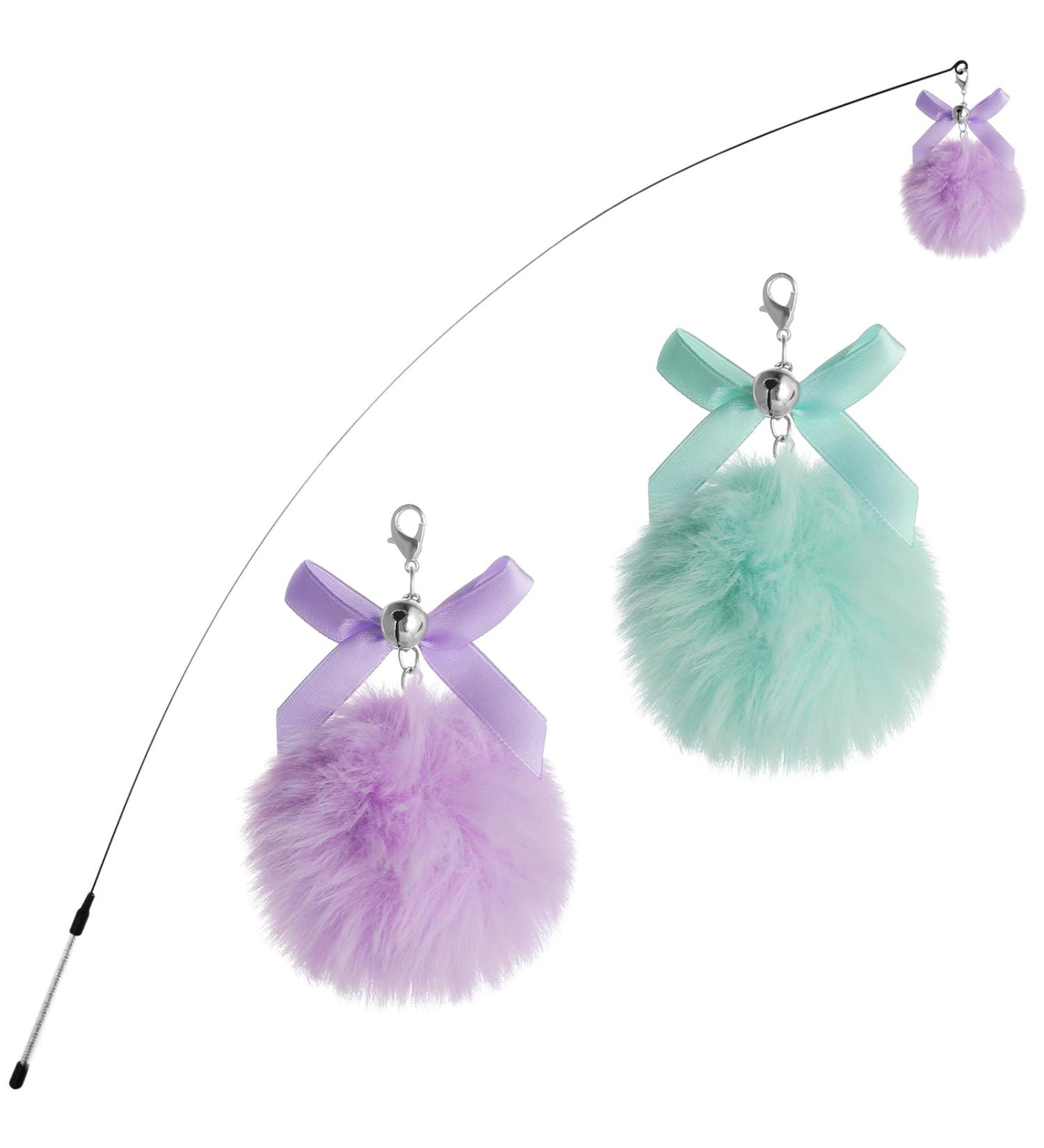 Bewudy 2 PCS Cat Wand Interactive Cat Toy Interactive Cat Wand Toys with Bells Cat Feather Toys for Indoor Cats Feather Dangler Funny Exercise for Indoor Cat Kitten Catcher (Ball) - Buy Online on GoSupps.com