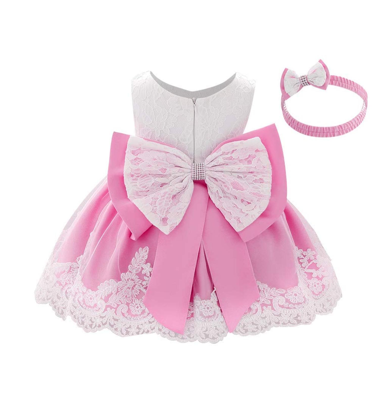 FYMNSI Baby Girl Baptism Christening Dress | Lace Floral Embroidered Princess Gown | Pink, 9-12 Months - Buy Online on GoSupps.com