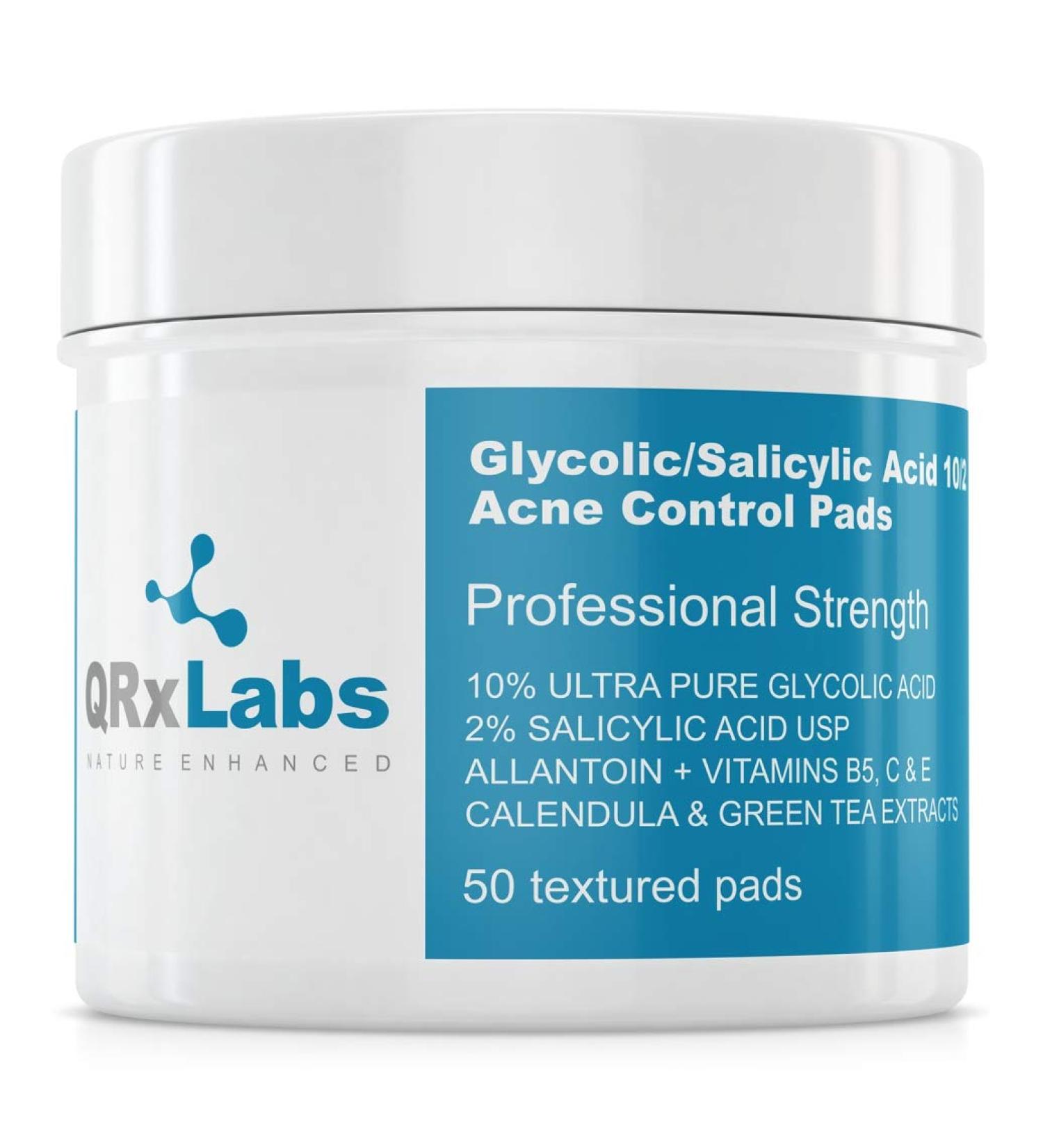 10% Glycolic/Salicylic Acid Acne Control Pads with Allantoin, Vitamins B5, C & E - Clear Skin Treatment - Buy Online on GoSupps.com