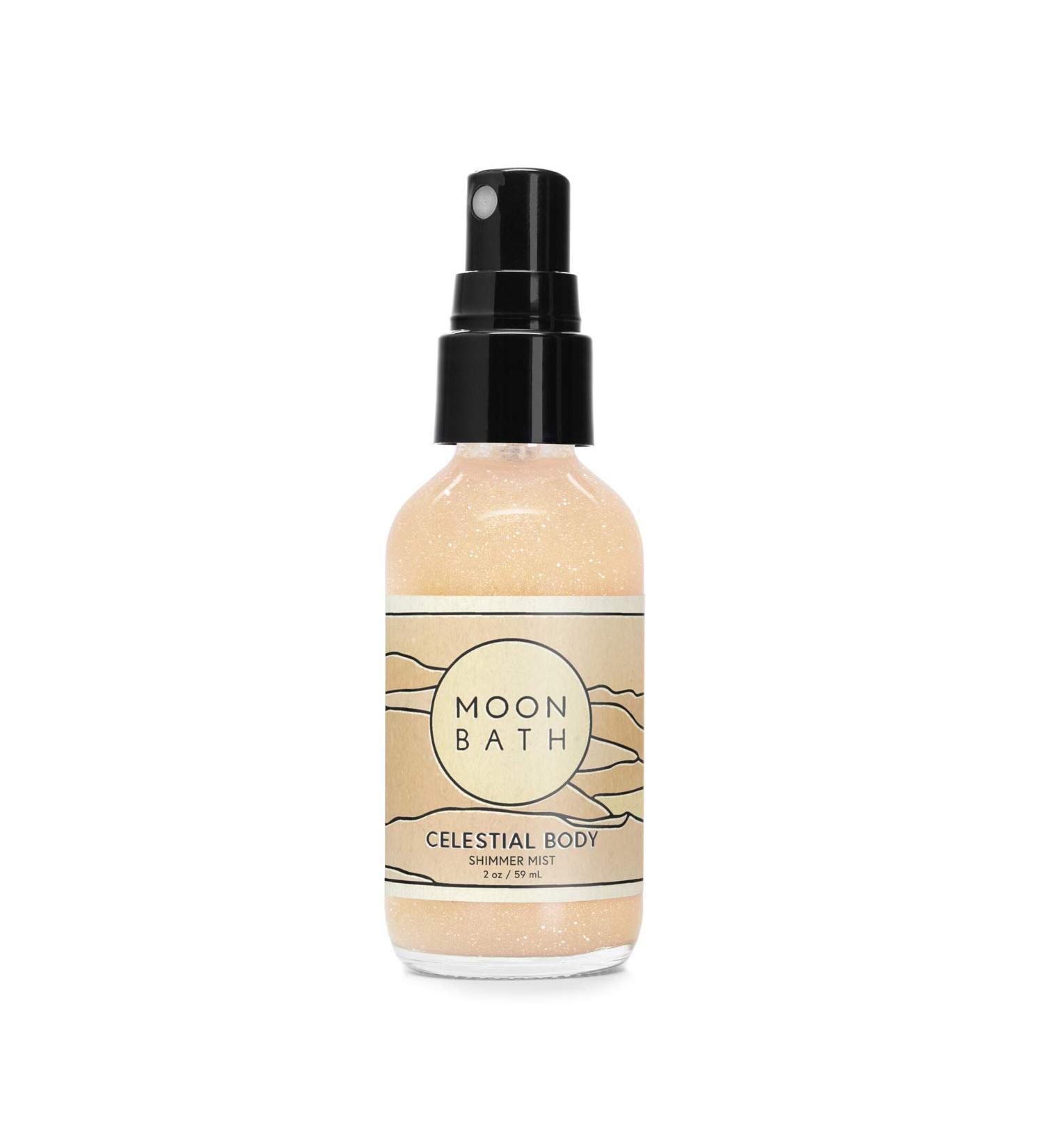 Moon Bath Celestial Body | Shimmering Hair & Body Mist w/Vetiver and Neroli Essential Waters Sparkly Gold Mica. Organic Beauty. No Synthetic Fragrance 2 oz. - Buy Online on GoSupps.com
