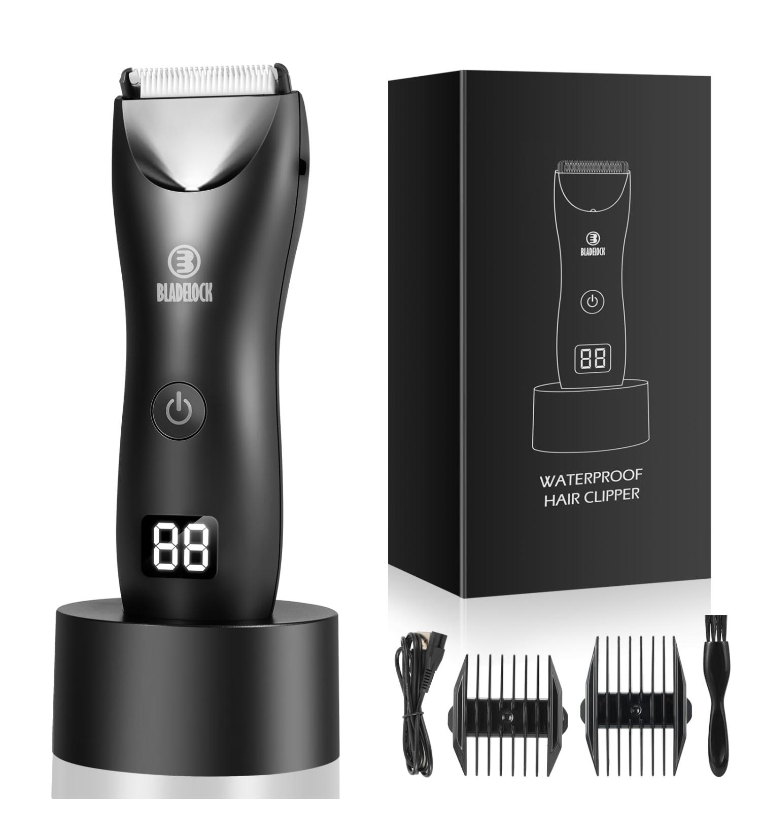 Men's Waterproof Body Hair Trimmer | Electric LCD Display | Painless Wet & Dry Groin Shaver | Quiet Hygiene Razor SMT033 Black - Buy Online on GoSupps.com