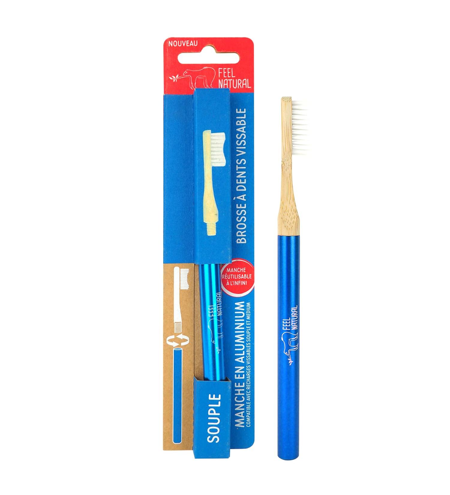 Buy Feel Natural Screwable Aluminum Toothbrush - Soft Blue Eco-Friendly & Durable for International Shipping - Buy Online on GoSupps.com