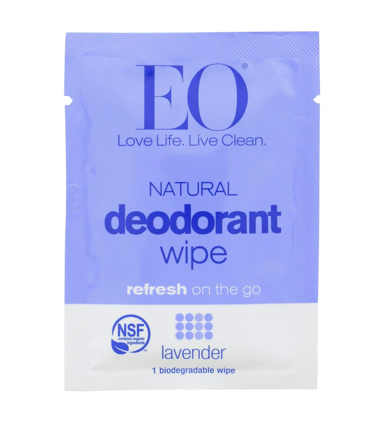Deodorant Wipes Lavender EO 24 Packets Box