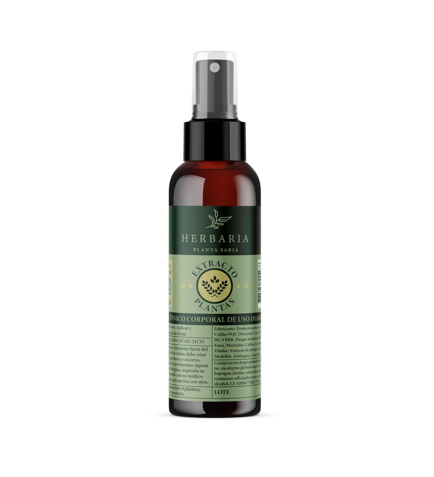 Topical Relief Spray Infused with Eucalyptus Sage and Rosemary Plant Extracts Featuring Genuine Plants and Leaves Within The Bottle (4 Fl Oz / 120 ml) Clear