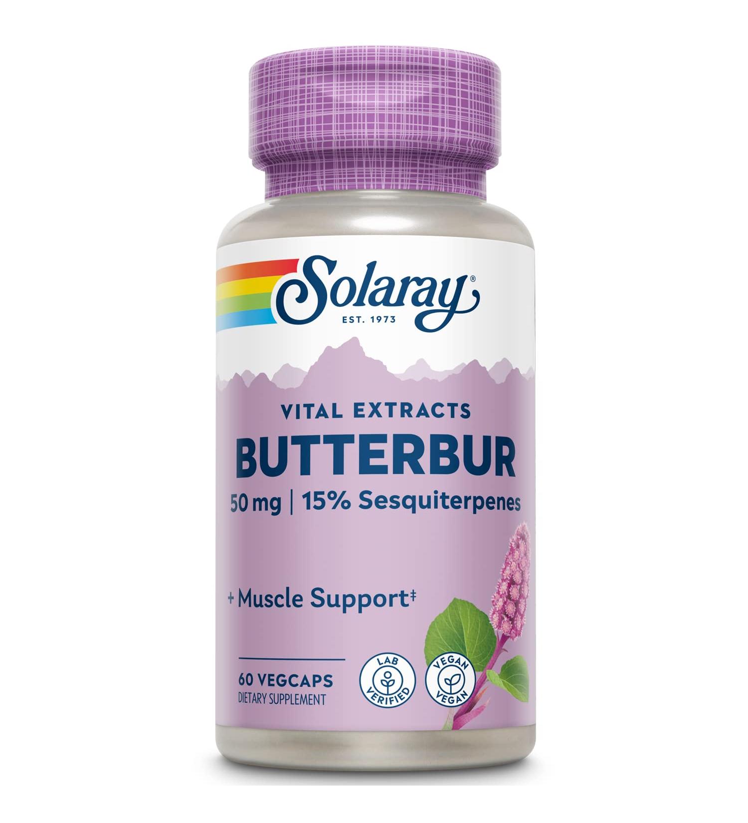 Solaray Butterbur Root Extract 50 mg - 60 VegCaps for Natural Relief - Buy Online on GoSupps.com