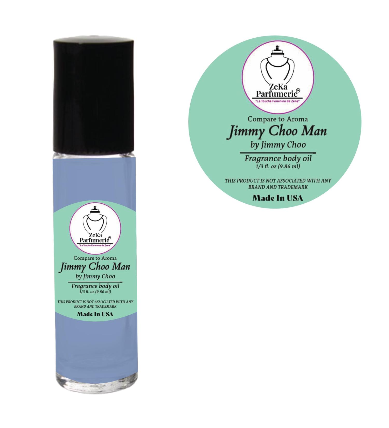 ZEKA PARFUMERIE Compare to Aroma compatible with Jimmy Choo Man Fragrance Body oil on 1/3 oz (9.86ml) Travel size Roll-On Botlle