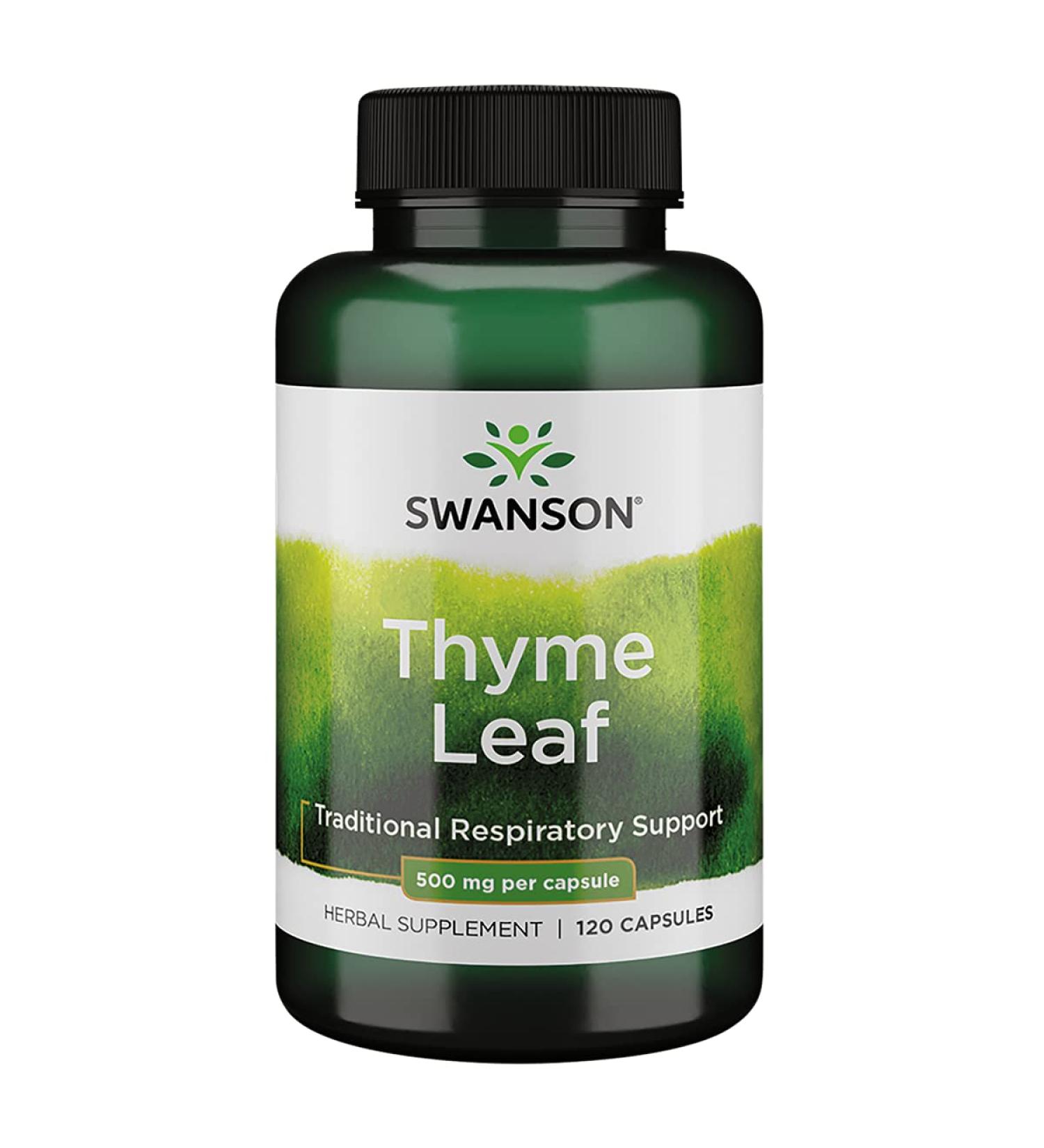 Swanson Thyme Leaf Capsules - Respiratory & Digestive Health Support - 120 Capsules 500mg - Buy Online on GoSupps.com