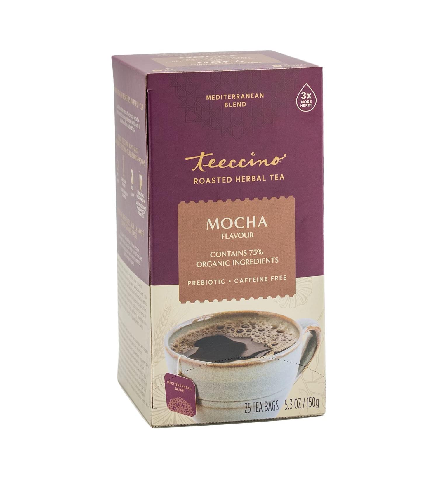Teeccino Herbal Tea Mocha Rich & Roasted Herbal Tea That s Caffeine Free & Prebiotic for Natural Energy 25 Tea Bags - Buy Online on GoSupps.com