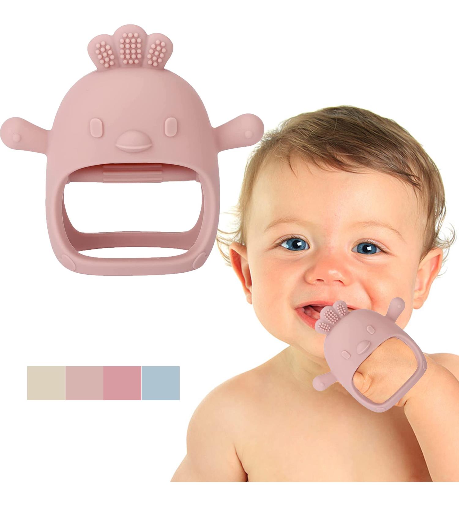 EXGOX Silicone Teether Mitten - Pink 3D Shape Teething Toy for Babies Over 12 Months - Buy Online on GoSupps.com