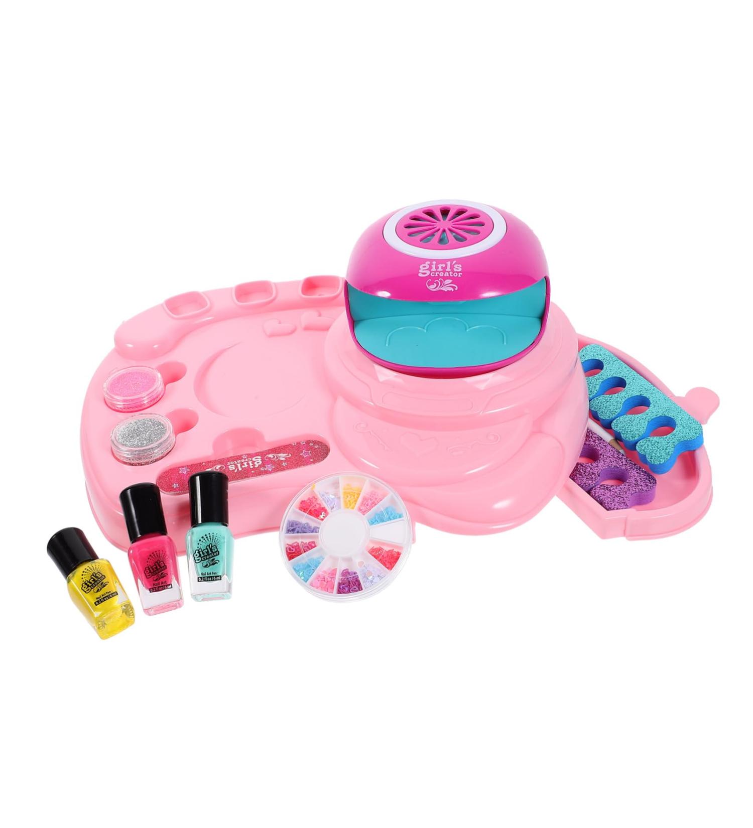 minkissy 1 Set Nail Art Set Toy Nail Art Kit Glitter Powder Nail Art Kit for Girls Toys for Little Girls Nail Dryer Girl Toys Nail Art Glitter Powder Child Pink Make up Plastic Nail Set - Buy Online on GoSupps.com