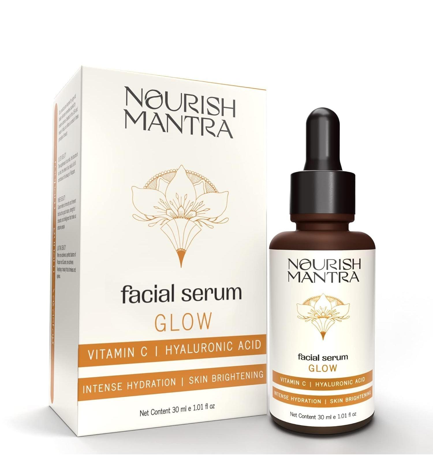 Nourish Mantra Glow Serum | Face Serum | Vitamin C & Vitamin E | No Parabens & Sulphates | Glow serum for oily & dry skin - 30 ml - Buy Online on GoSupps.com