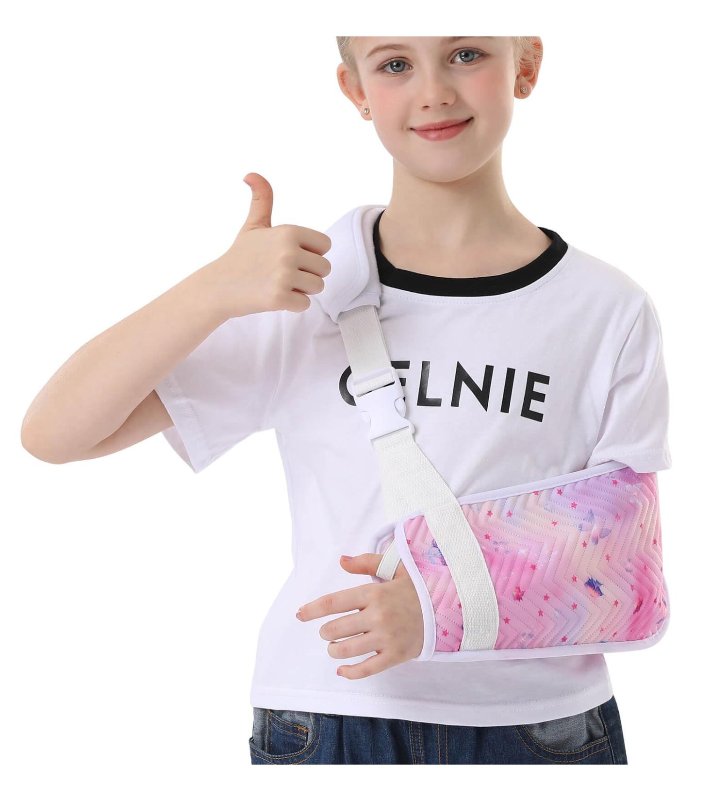 Kids Arm Sling for Shoulder Injury - Pink Butterfly Medical Sling with Removable Pad for Girls (Small - Buy Online on GoSupps.com