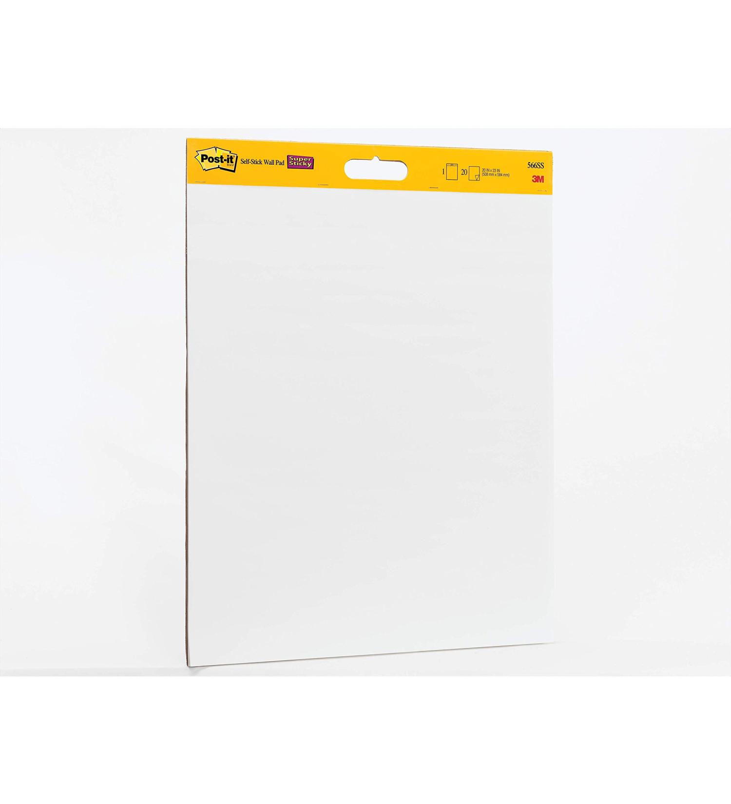Post-it Super StickyWall Pad, 20 in x 23 in, White, 20 Sheets/Pad, Mounts to Surfaces with Command Strips Included, 1 Pad/Pack (566SS) 1 Pack Pad