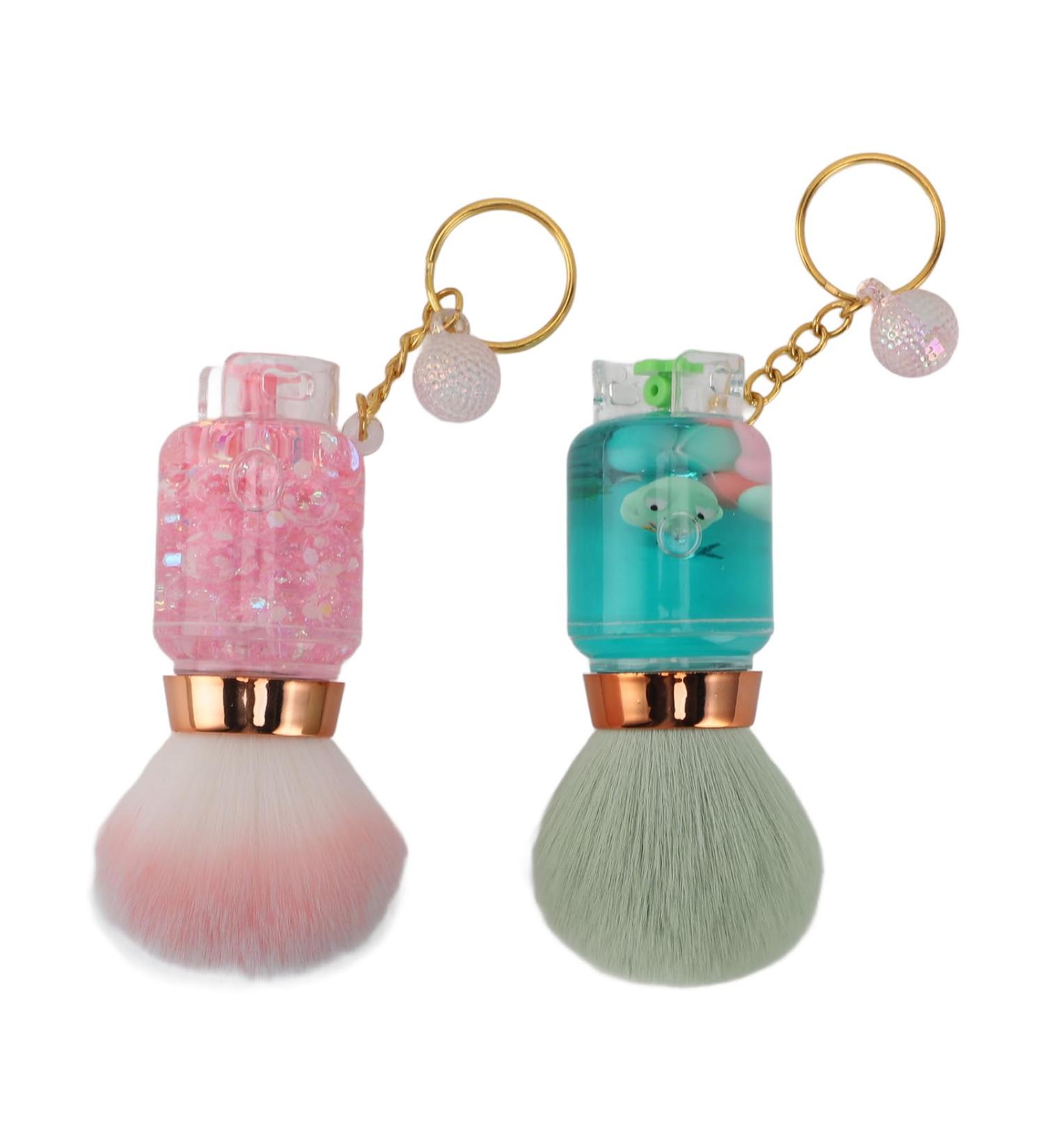 2pc Scream Blush Brush Set - Synthetic Foundation Brush with Keychain - Green & Pink - Buy Online on GoSupps.com