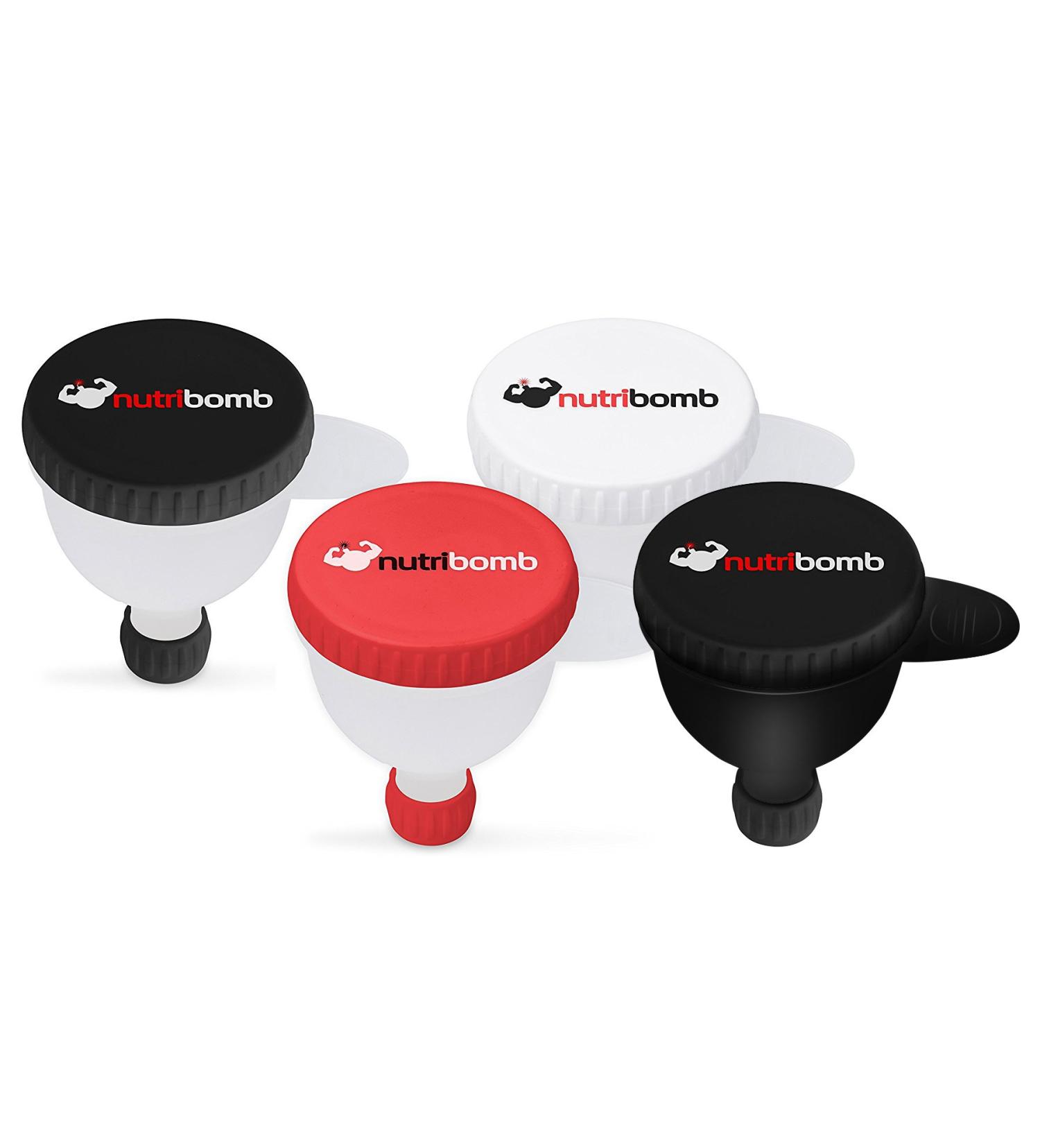 Nutribomb Medium Fill N Go - Protein Funnel - Supplement Funnel - Water Bottle Funnel - Travel Container for Gym Or Work (4) - Buy Online on GoSupps.com