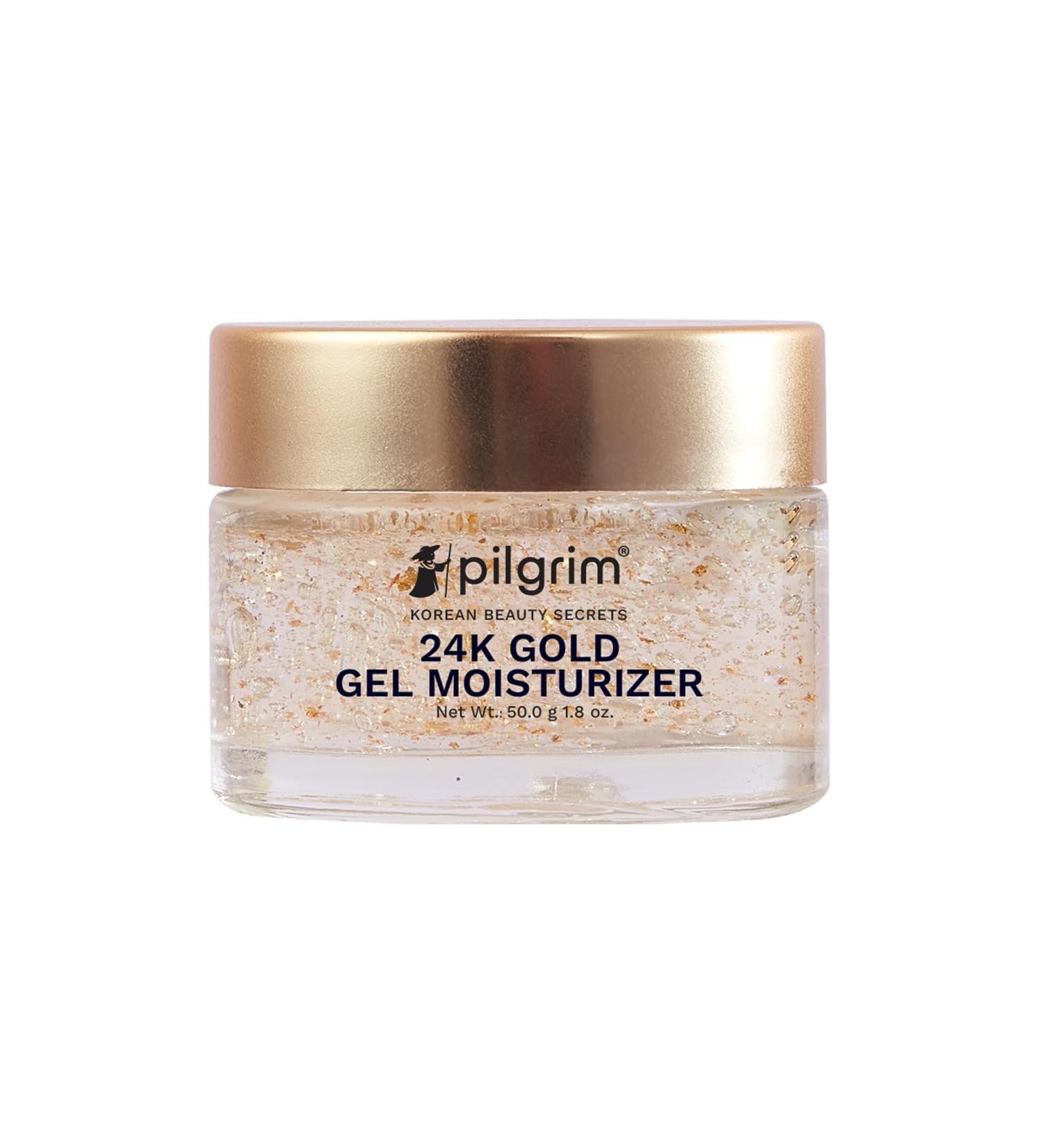 Shop Pil_grim 24k Gold Gel Moisturizer | Hyaluronic Acid & Alpha Arbutin | Face Moisturizer for Dark Spot Reduction & Luxurious Glow | 50gm - Buy Online on GoSupps.com