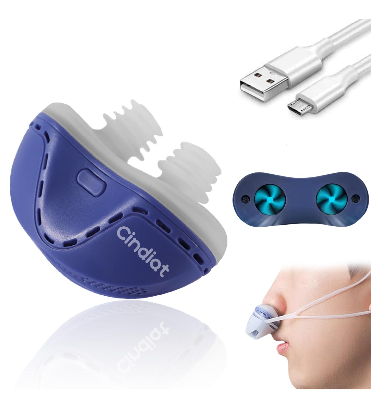 Cindiat Electric Anti-Snoring Device with Silicone Fixation Belt - Stop Snoring Solution for Men and Women (Blue) - Buy Online on GoSupps.com