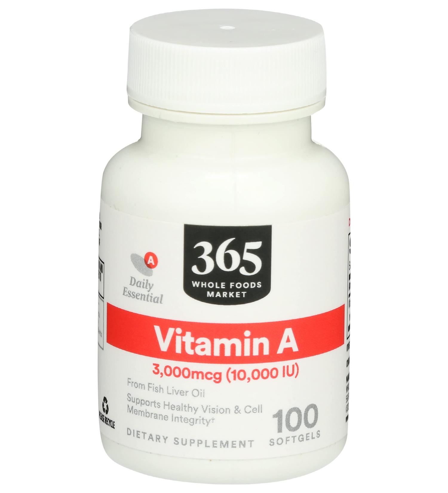 Whole Foods Market Vitamin A 10K IU 100 Softgels - High-Potency Supplement for Immune Health - Buy Online on GoSupps.com