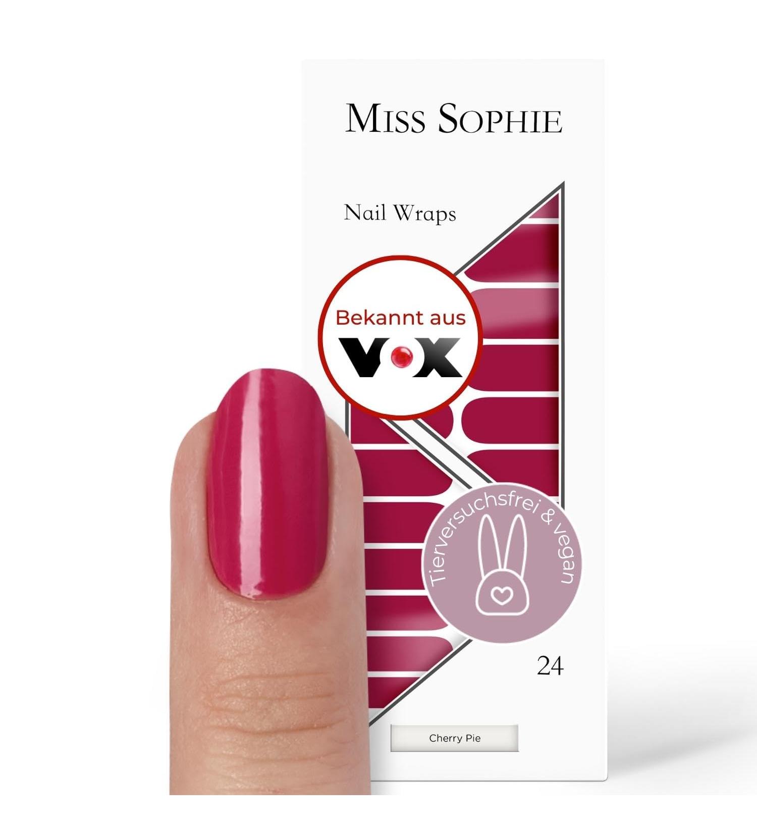 Original Miss Sophie Nail Foils - Cherry Pie | 24 Ultra-Thin Red Nail Polish Strips for Finger & Toenails | Perfect for Natural Acrylic Gel & Shellac Nails - Buy Online on GoSupps.com