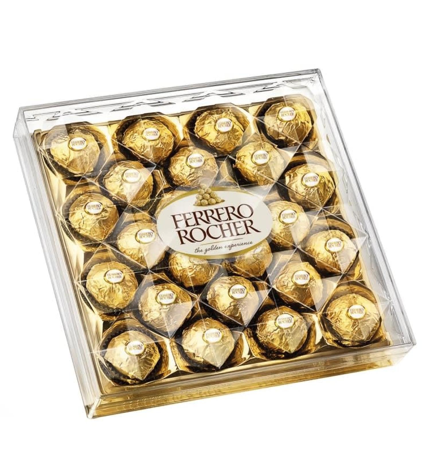 FeRrerro's RocHerr's 24pc Box 300g - Chocolates for Gifting - Whole Hazelnut Covered in Milk Chocolate - Whole Hazelnut's in Milk Chocolate And Nut Croquante - Suitable For Vegetarians Contains Nuts
