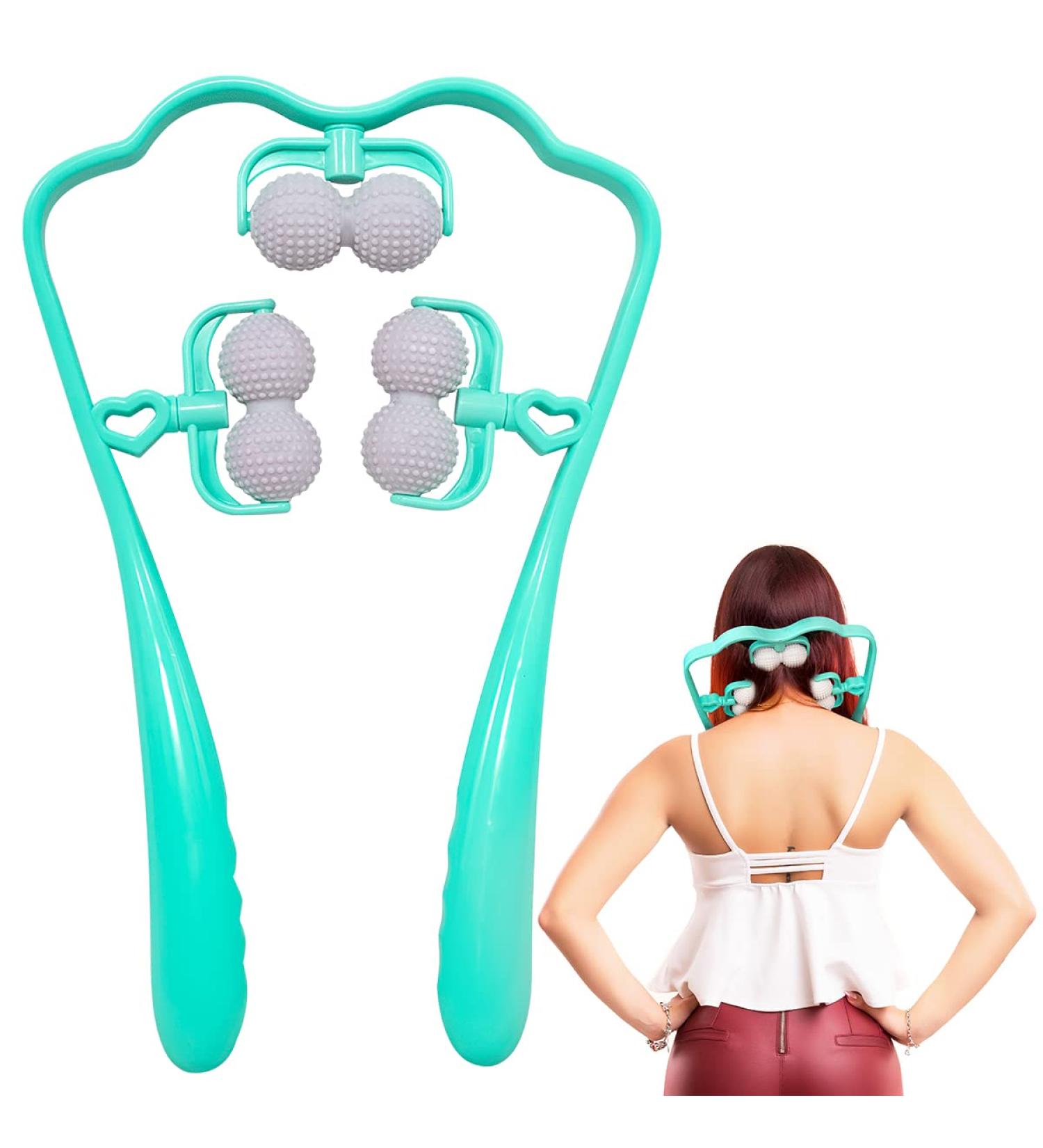 Manual Self Muscle Massage Roller Tool | Shiatsu Neck Trigger Ball Massager | Relax & Relieve Tension - Buy Online on GoSupps.com