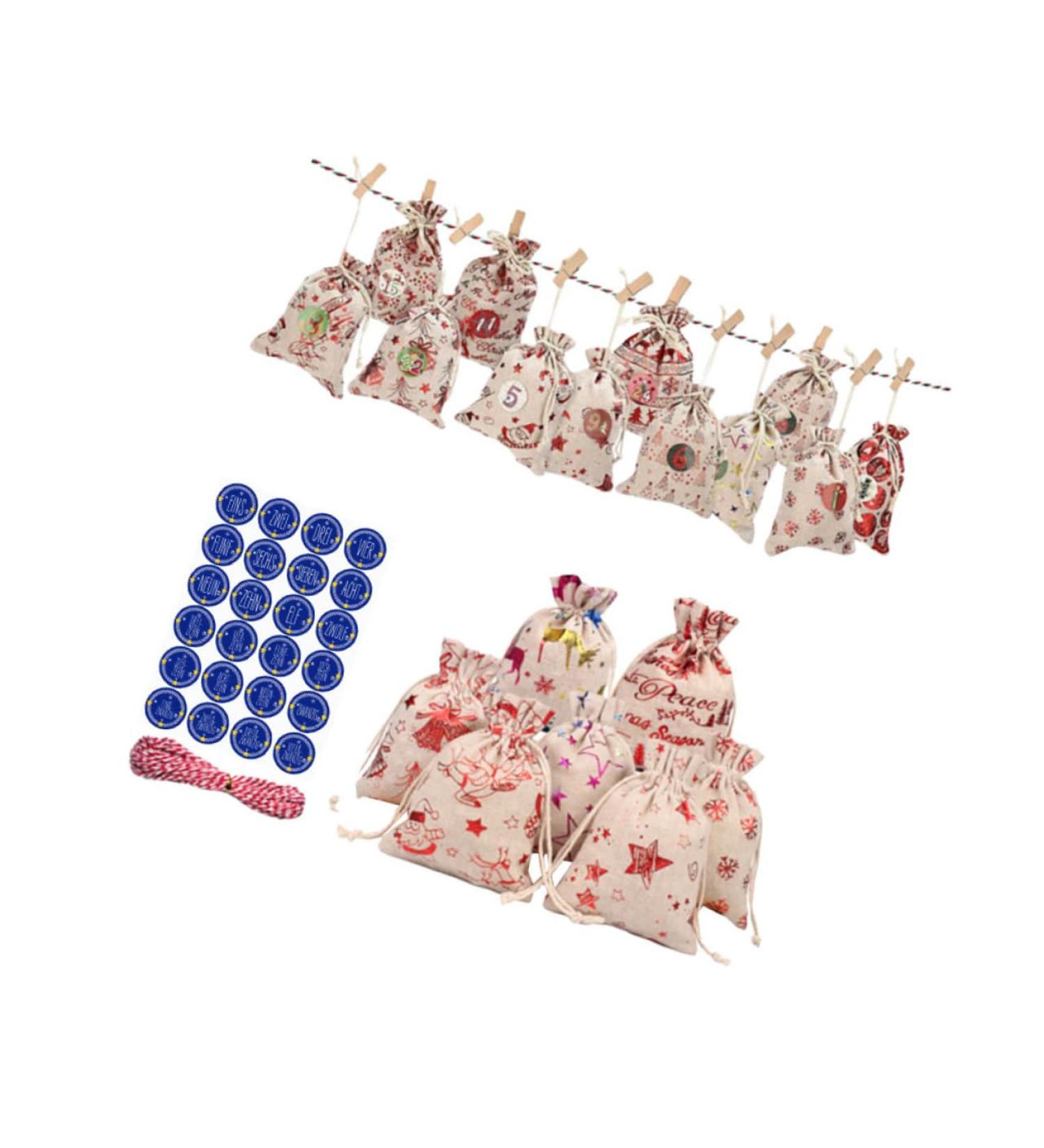 KOMBIUDA 50 Pcs Calendar Chritmas Candy Chrismas Garland Pouch for Christmas Storage Bag Drawstring Size 2 As Shown - Buy Online on GoSupps.com