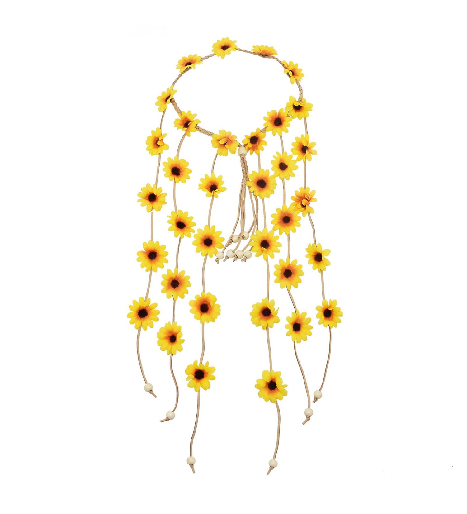 Sunflower Hippie Headband for Women - Floral Crown Headdress for Wedding, Baby Shower & Photoshoot - Buy Online on GoSupps.com