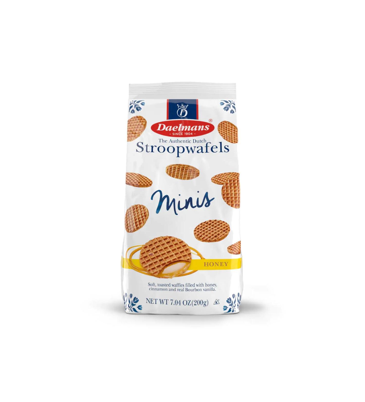 Daelmans Stroopwafels - Mini Honey Waffles - Value Pack: 12 Bottom Bags (Bottom Bag Contains 25 Mini Honey Waffles) - Authentic Dutch Honey Waffle - Stroop Waffles - Buy Online on GoSupps.com