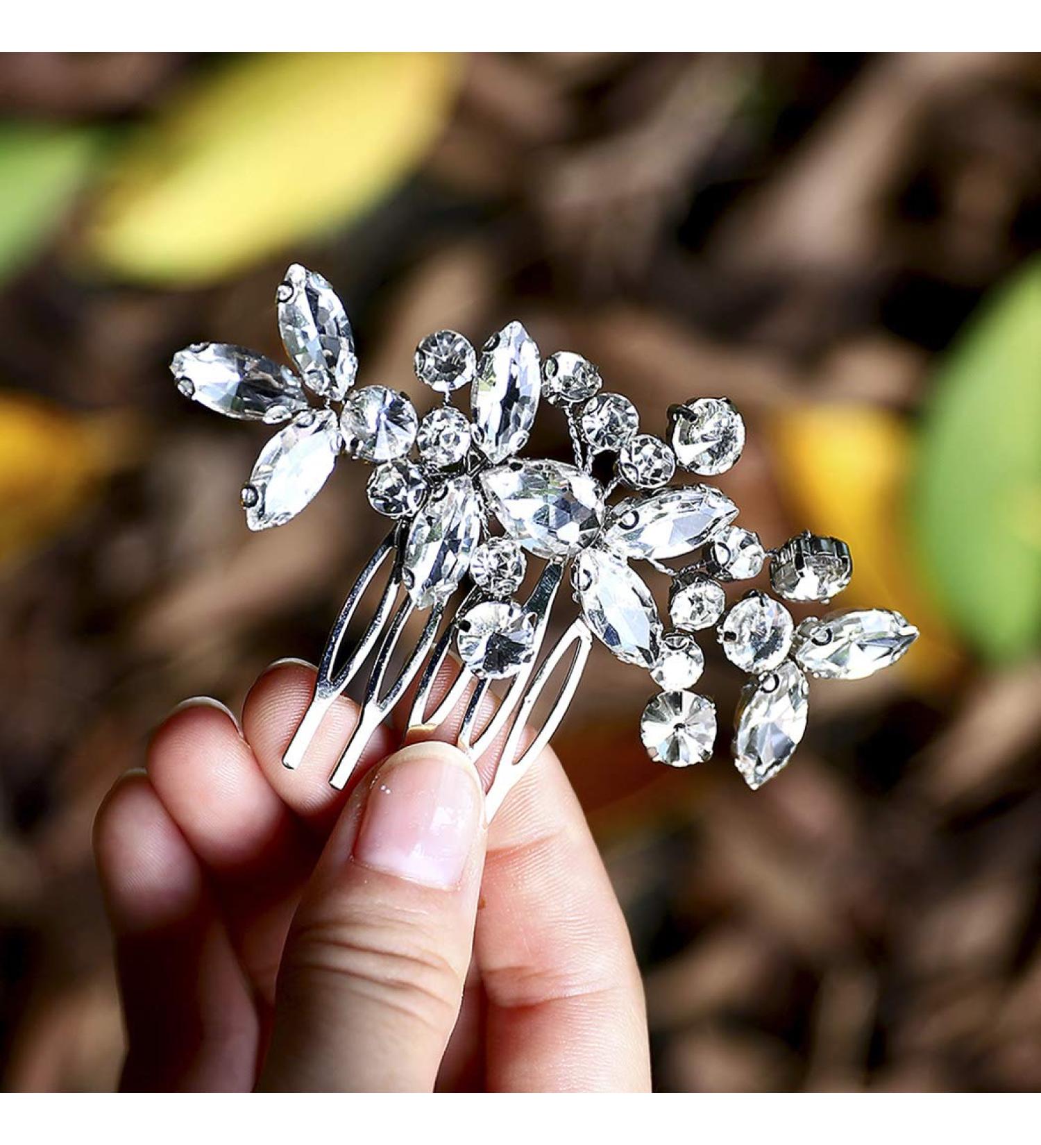 Unicra Silver Opal Crystal Wedding Hair Comb - Bridal Headpiece for Women & Girls - Buy Online on GoSupps.com