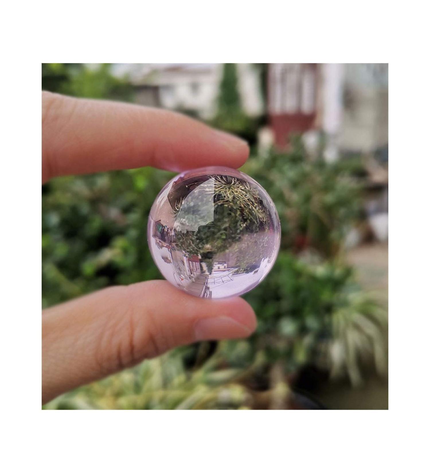 Fennchun crystal ice rack ball water wells bonsai glass ball main decoration ornaments feng shui figure marble ball gifts (color: pink ball size: 30mm) 30mm pink ball ball