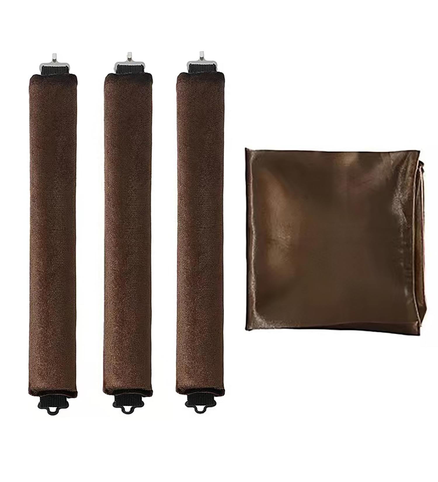 Lock winder for falling asleep without heat curly winder for long medium hair overnight hitelos curls curling iron for large waves soft velvet thick flexist bars with hooks 3 pieces brown b