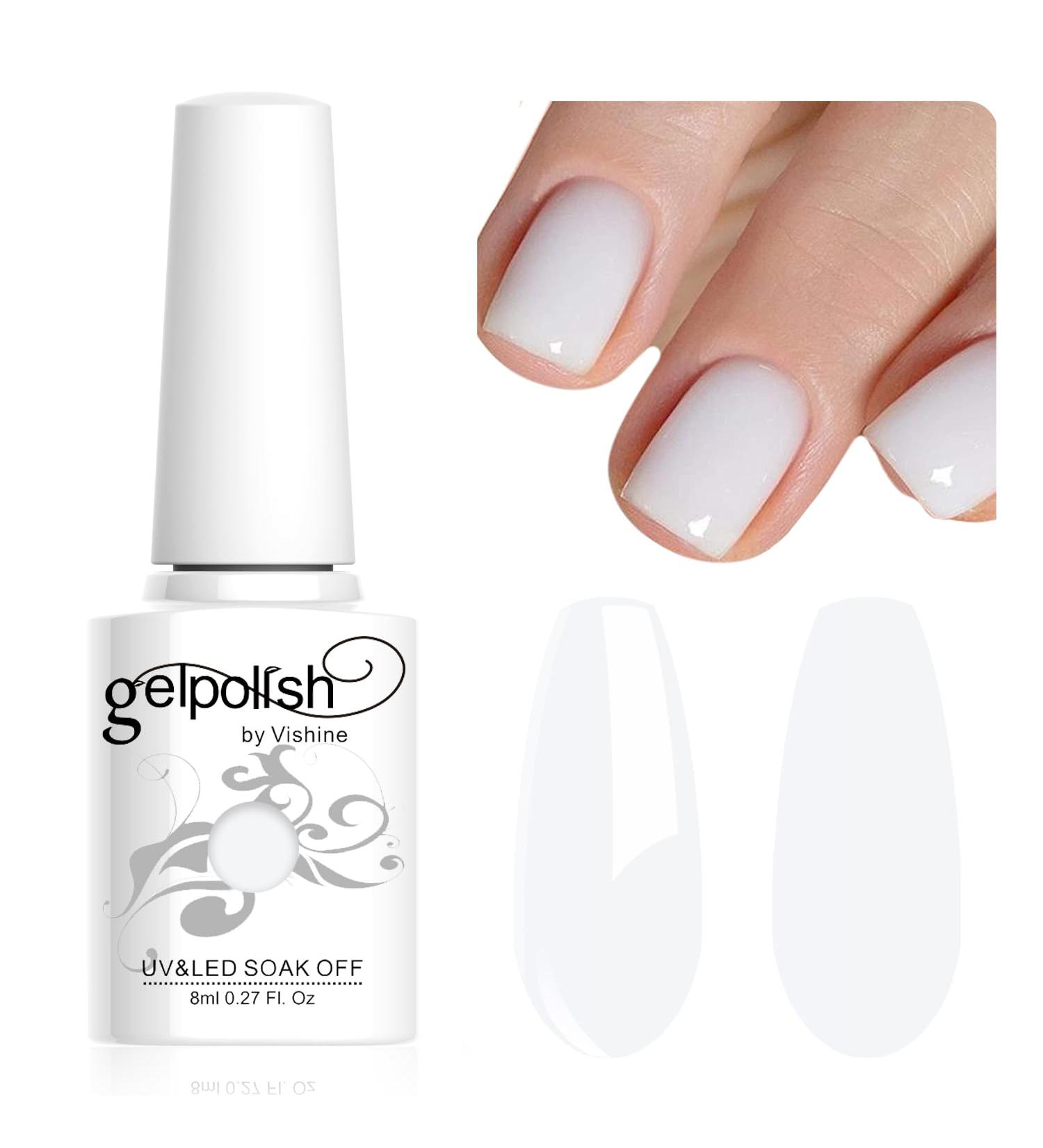 Vishine Milky White Gel Nail Polish Jelly Gel Polish Natural Color Translucent Nude Gel Polish Soak Off UV Clear Coat Gel Neutral Nails for Nail Art French Manicure 8ml - Buy Online on GoSupps.com