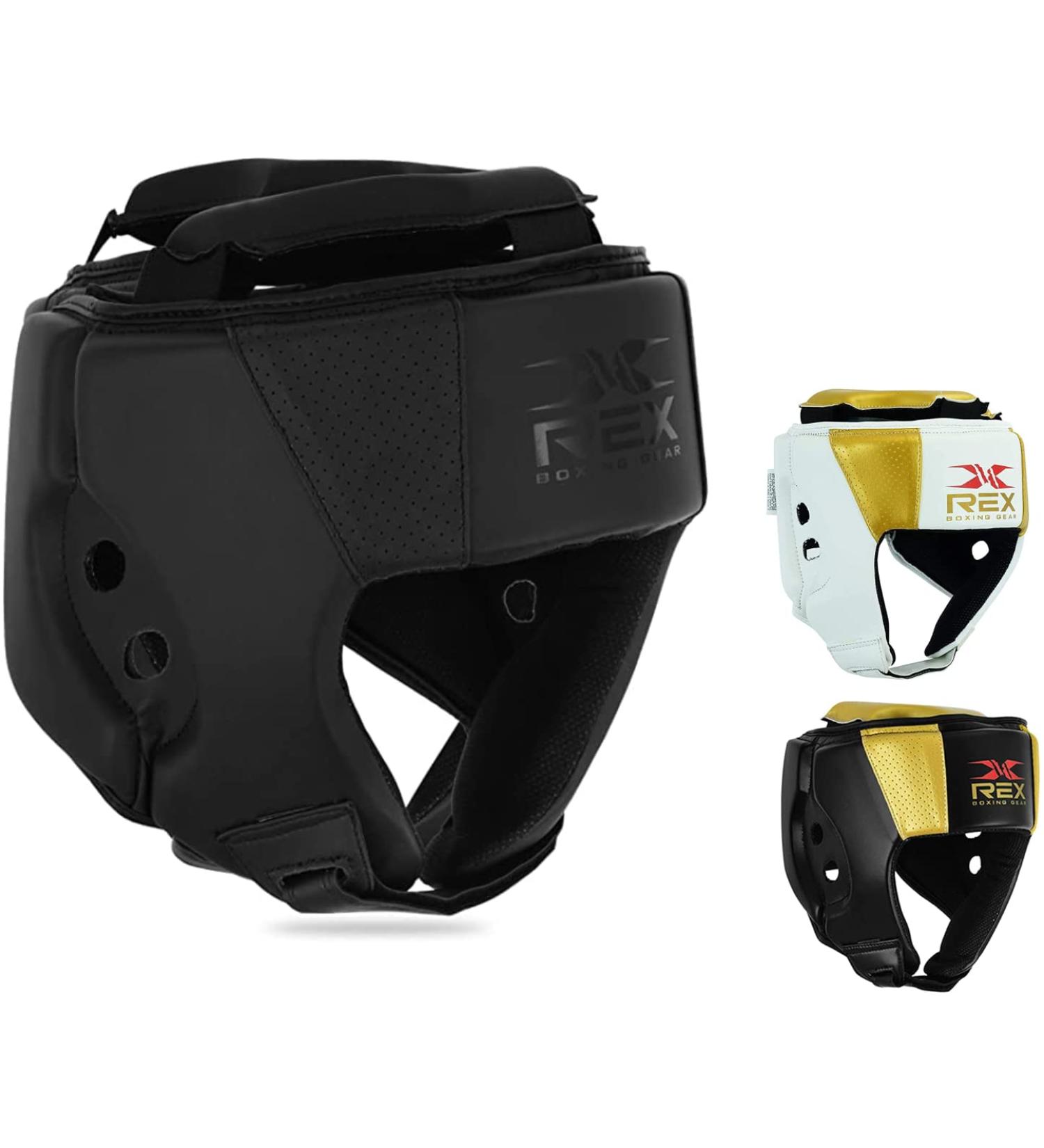 Rex Kids Headgear for Boxing, MMA, Kickboxing - Medium Matt Black | Cheek & Ear Protection for Sparring in Muay Thai, Taekwondo, Karate - Buy Online on GoSupps.com