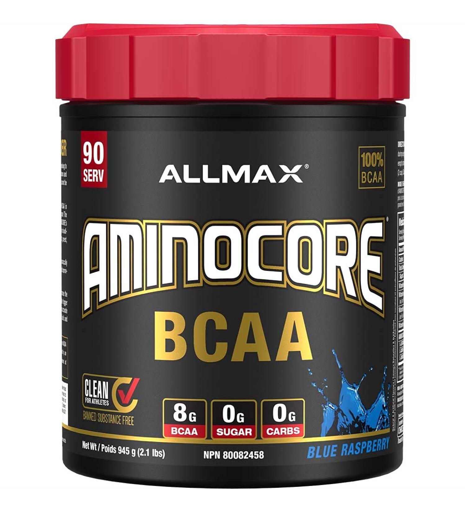 ALLMAX Nutrition Aminocore Bcaa - 8g Bcaas - 100% Pure Branch Chained Amino Acids - Gluten Free 945 gram Blue Raspberry Blue Raspberry 90 Servings (Pack of 1) 8g Bcaas - Buy Online on GoSupps.com