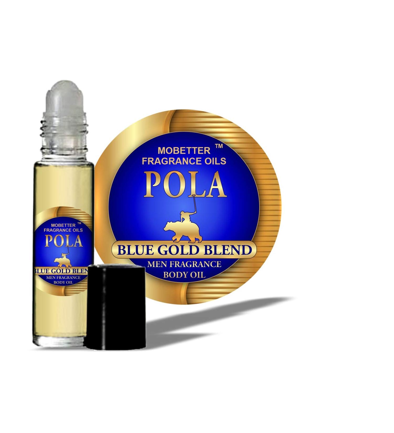 Pola Blue Gold Blend Cologne Fragrance Body Oil for Men by Mobetter Fragrance Oils