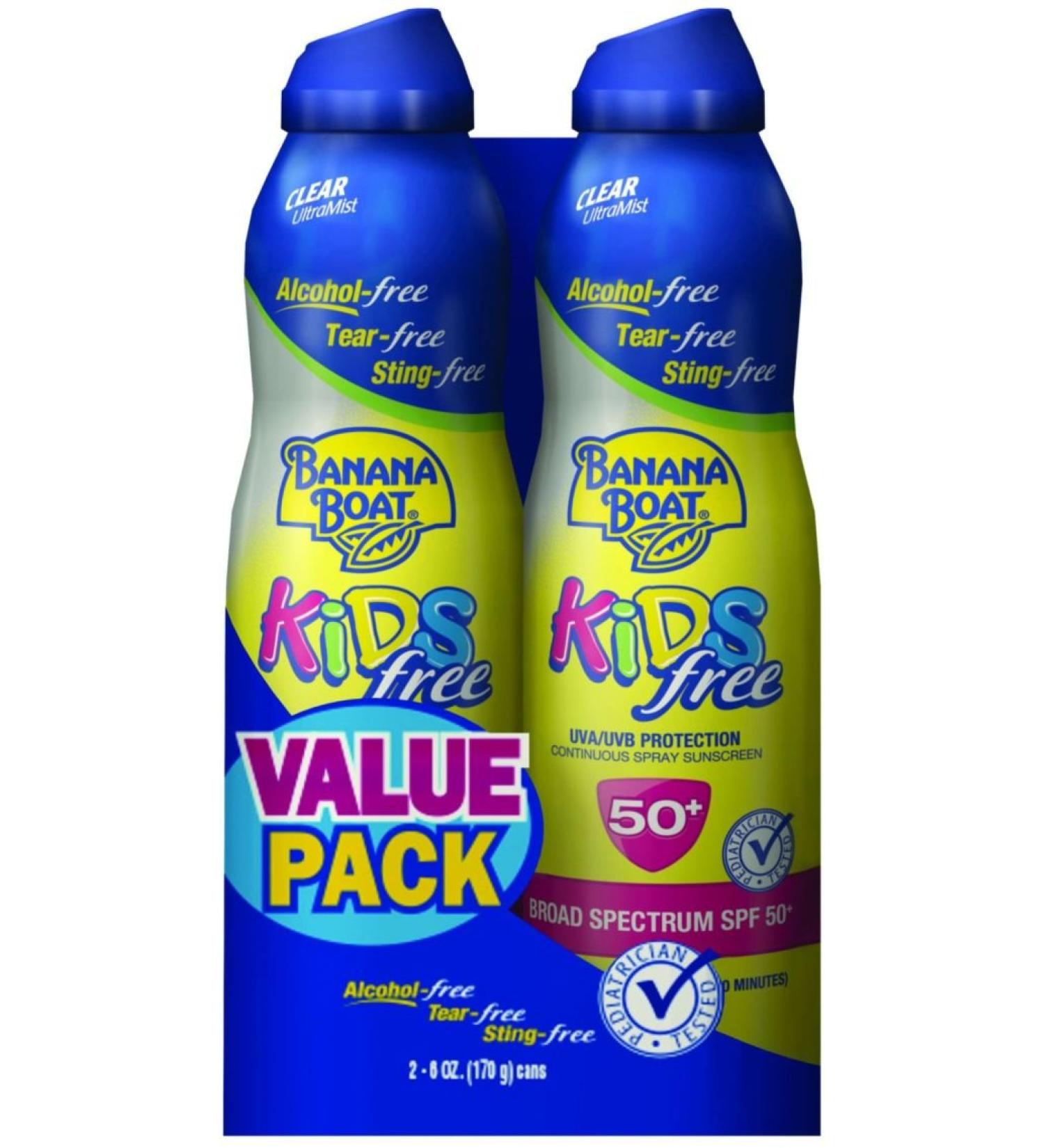 Banana Boat Kids SPF 50 Twin Pack Sunscreen Spray 12 oz - Pack of 6 | Tear-Free, Sting-Free Formula - Buy Online on GoSupps.com