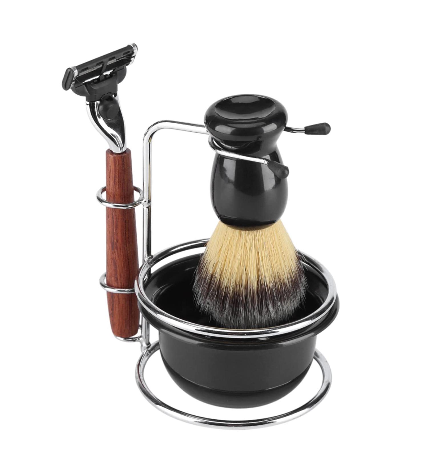 JTLB 4-Piece Shaving Set - Manual Razor Stainless Steel Stand Brush & Bowl | Premium International Shipping - Buy Online on GoSupps.com