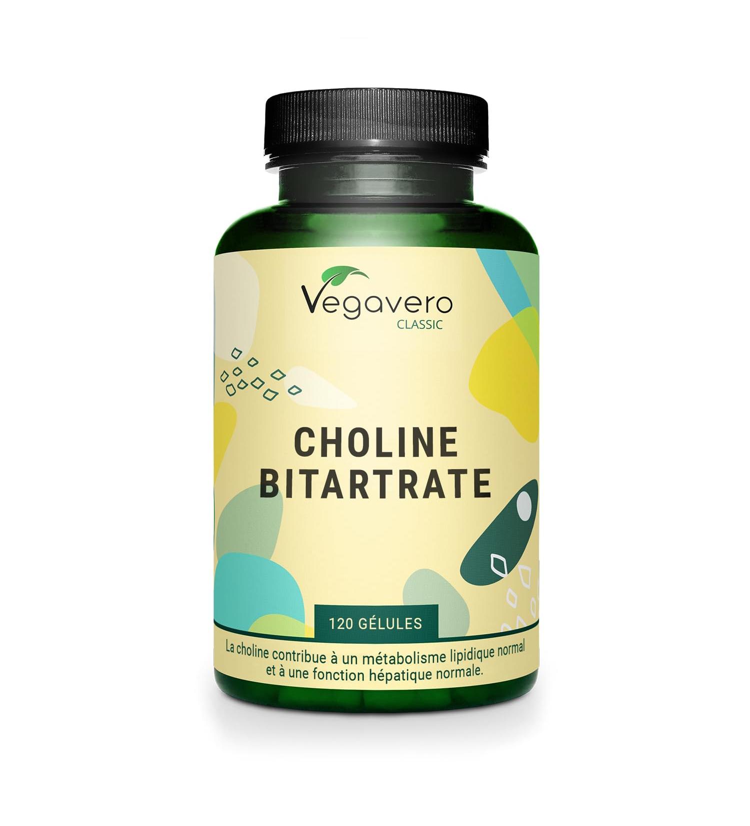 Choline Bitartrate 1400 mg | Biodisponibilit lev e | Detox Foie | 120 G lules | Vegan & Sans Additifs | Vegavero  - Buy Online on GoSupps.com