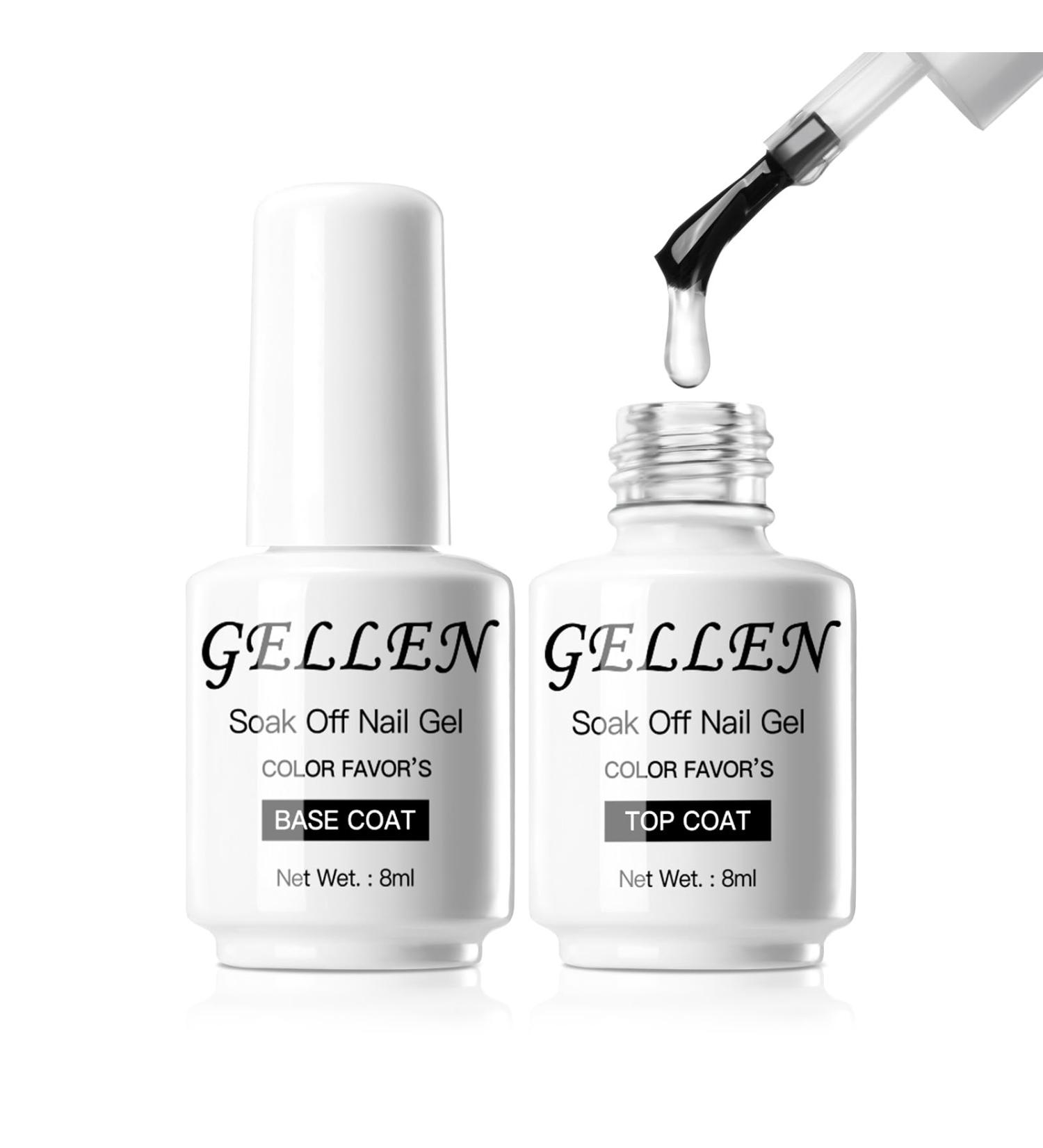 GELLEN Gel Base and Top Coat | No Wipe UV Gel Nail Polish | Long Lasting Clear Glossy Finish for Salon & Home Use - Soak Off International Shipping - Buy Online on GoSupps.com