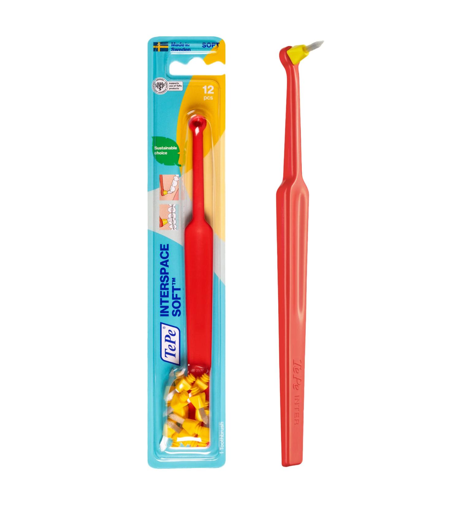 TEPE Interspace Soft Angled Toothbrush with Pointed Tuft - 1 Handle, 12 Detachable Brush Tips - Buy Online on GoSupps.com